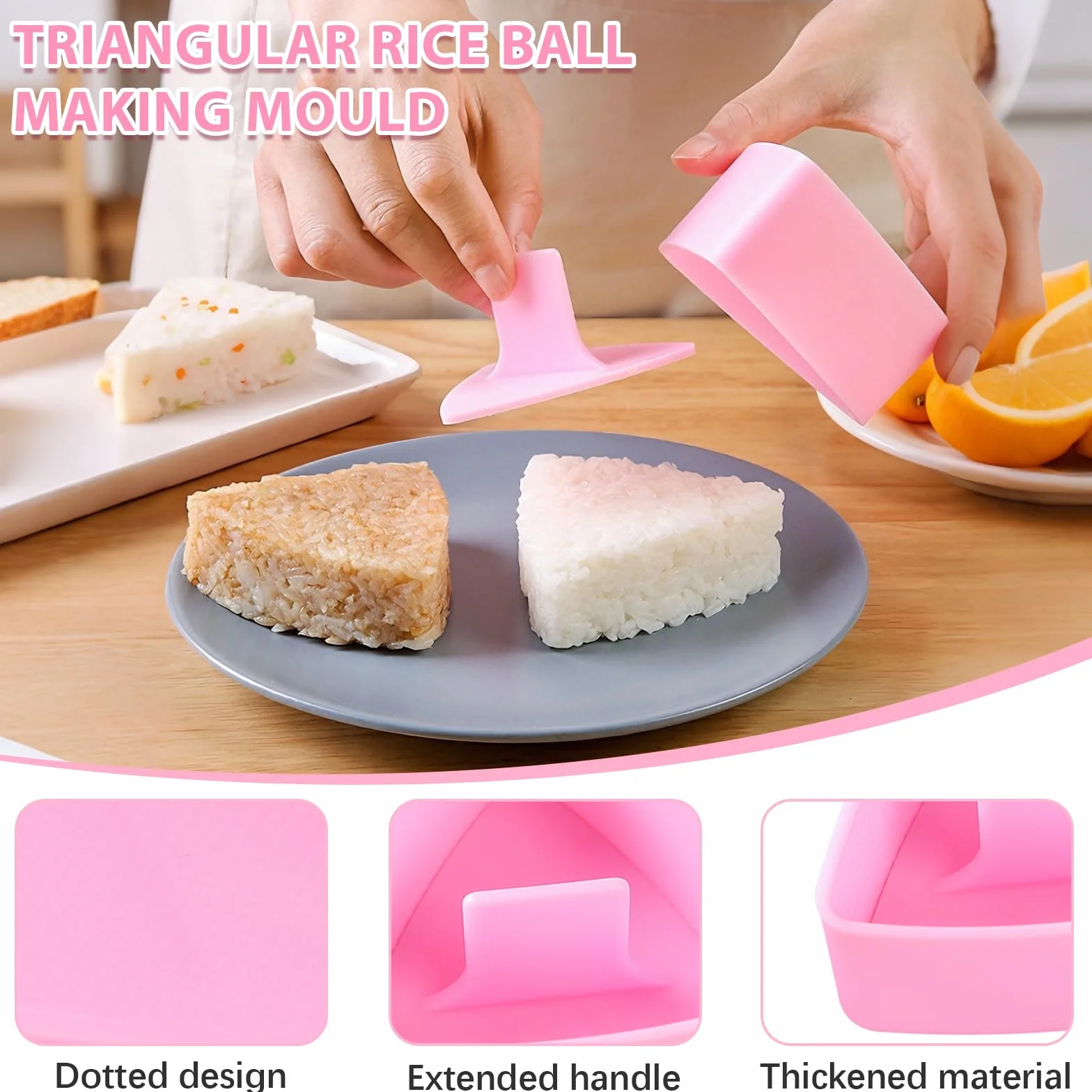 3 szt. Forma Onigiri, Wielokrotnego użytku Trójkątna Prasa Do Formowania Sushi Onigiri, DIY Trójkątna Forma Sushi Łyżka do Ryżu, dla Restauracji, Kempingu i Rodziny