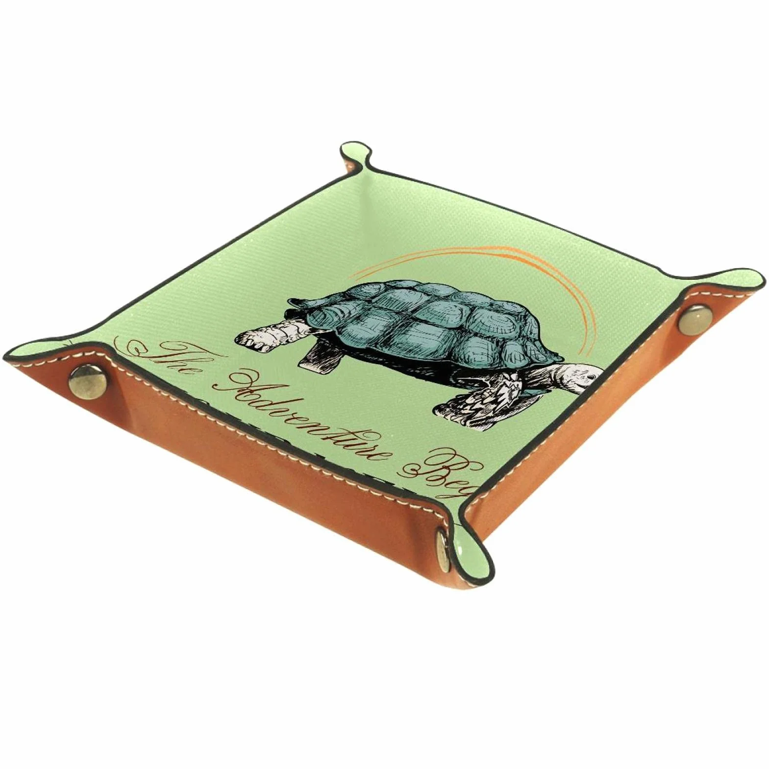 Skórzana taca na kamerdyner organizer przy łóżku biurko płyta do przechowywania Catchall Turtle Travel Design
