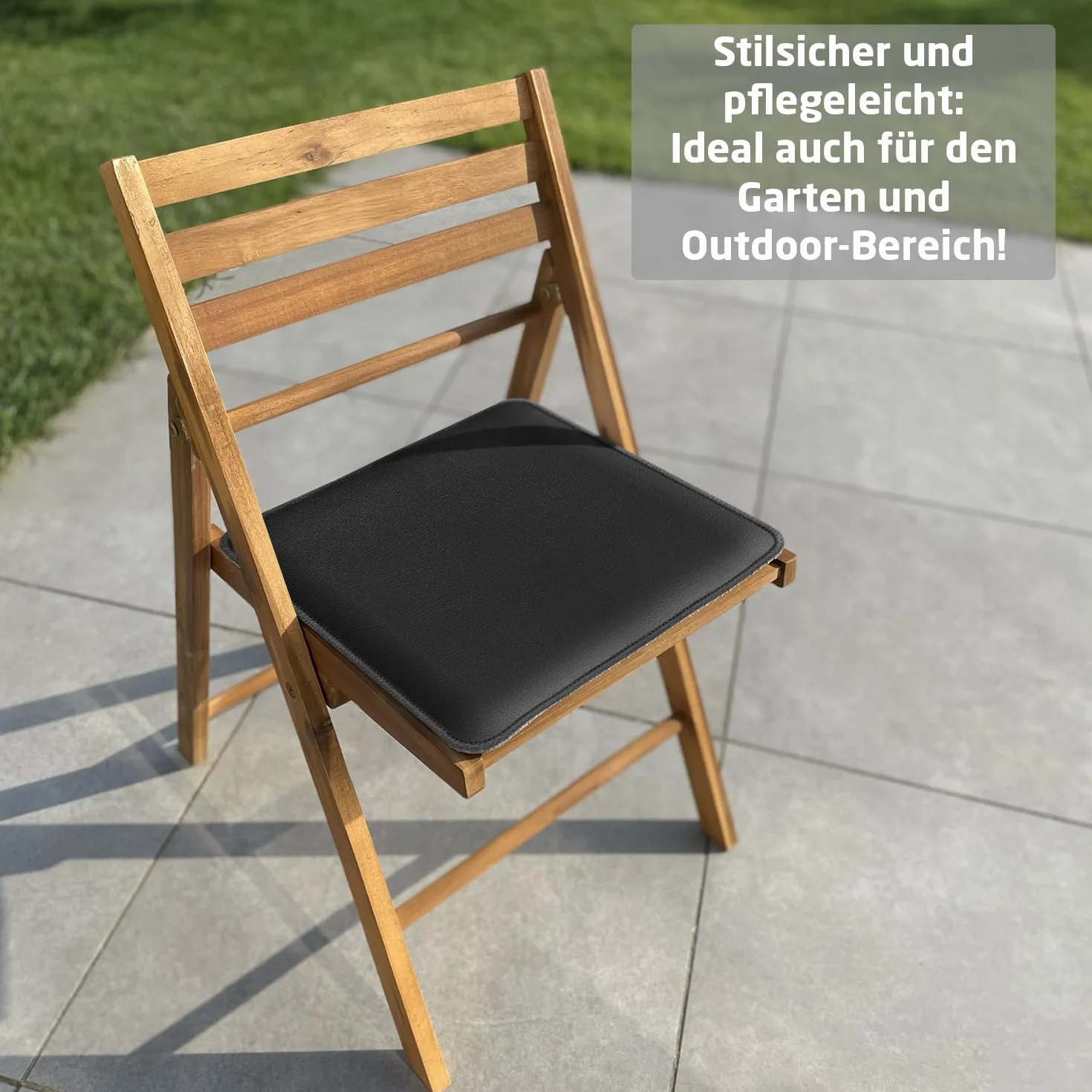 Miqio Designerska poduszka do siedzenia, dwustronna poduszka z filcu i sztucznej skóry, poduszka na krzesło 35 x 35 cm, zestaw 2 szt., nakładka na siedzisko i krzesło, jasnoszaro-czarna