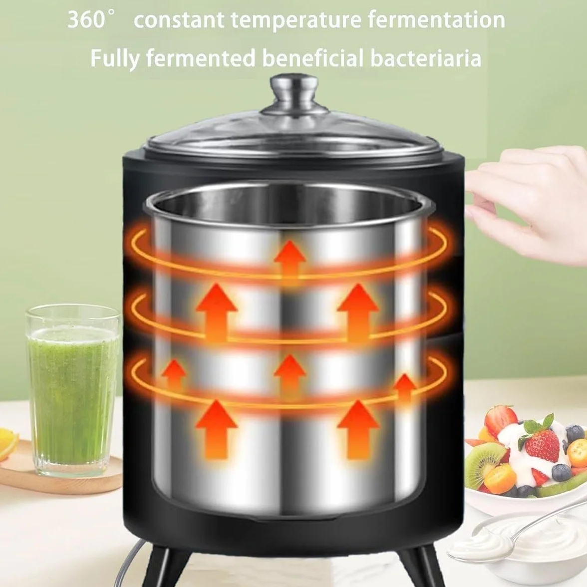 Inteligentna maszyna do jogurtu o stałej temperaturze, 8L domowy inkubator do jogurtu, elektryczna maszyna do fermentacji, z kontrolą czasu i temperatury, do octu owocowego, jogurtu, wina ryżowego (bi
