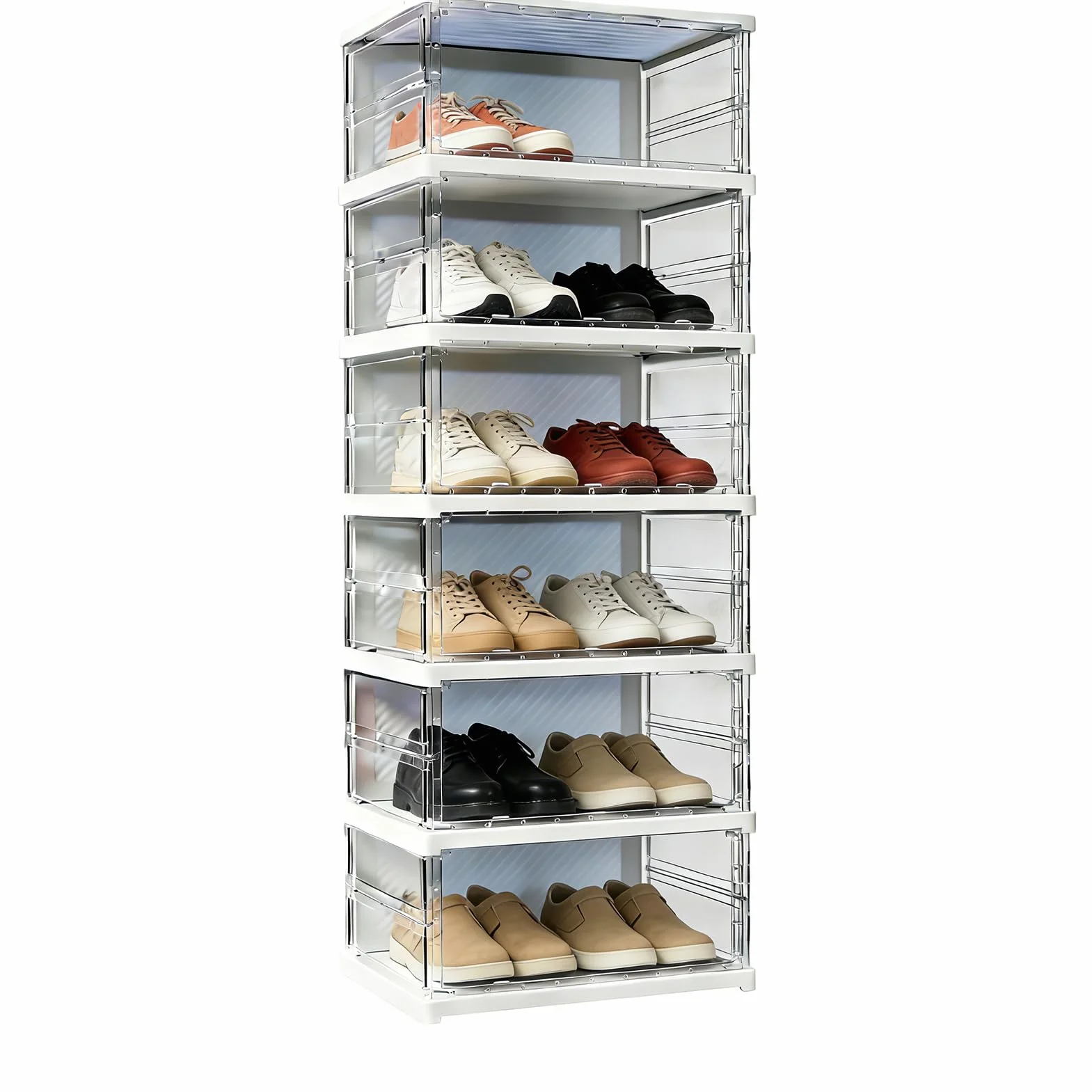 Przezroczyste Pudełka Na Buty Oszczędzające Miejsce Pojemniki na Sneakersy | Pojemniki Z Magnetycznymi Drzwiczkami Na Obuwie Do Domu, Mieszkania,