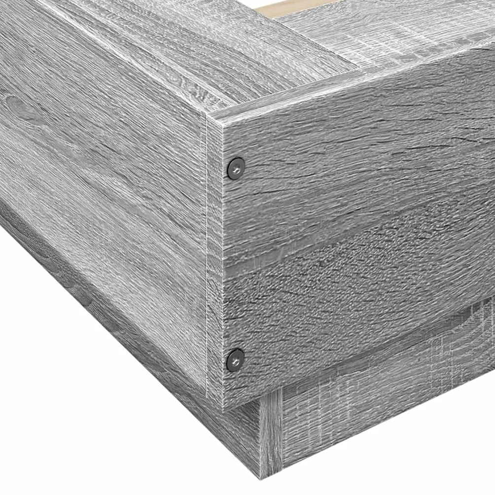 Hothingwell Rama łóżka 90x200 cm bez materaca Sonoma szara | Trwałe drewno inżynieryjne, listwy z płyty, nowoczesny design, do sypialni