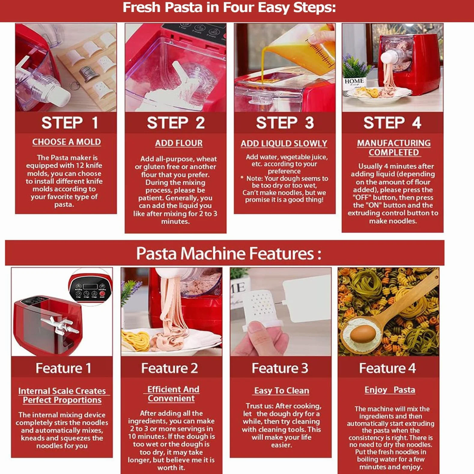 Elektryczna Maszyna Do Robienia Makaronu, Automatyczna Maszyna Do Robienia Makaronu Z 13 Foremkami, Zawiera Miarkę Do Wody I Pojemnik Na Mąkę, Pojawia Się W 3 Minuty, Na Spaghetti/kluski Ze Skórką