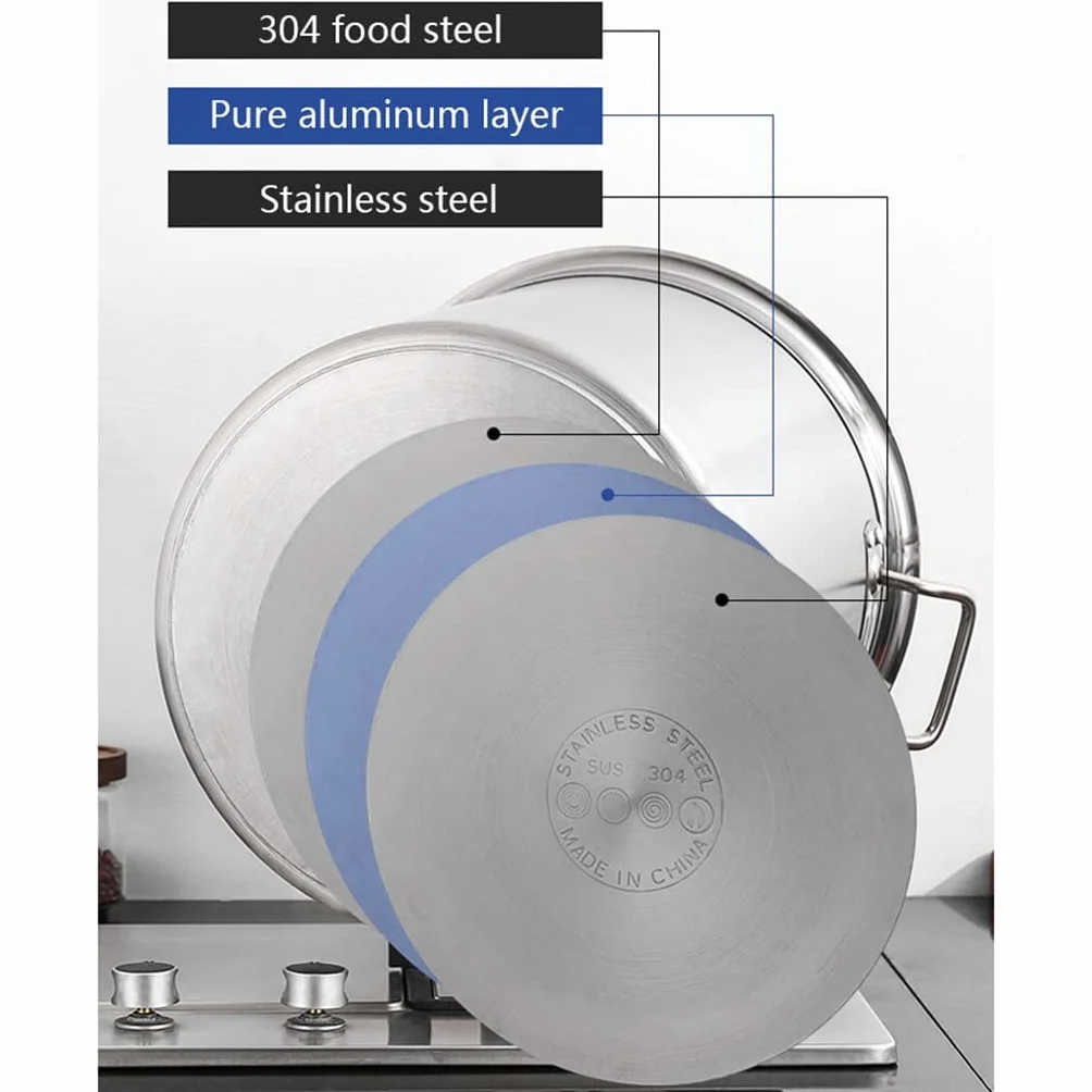 garnek do zupy ze stali nierdzewnej, 304 Stainless Steel - Large Professional Safe Suitable for All Stove(25cm*25cm(10L))