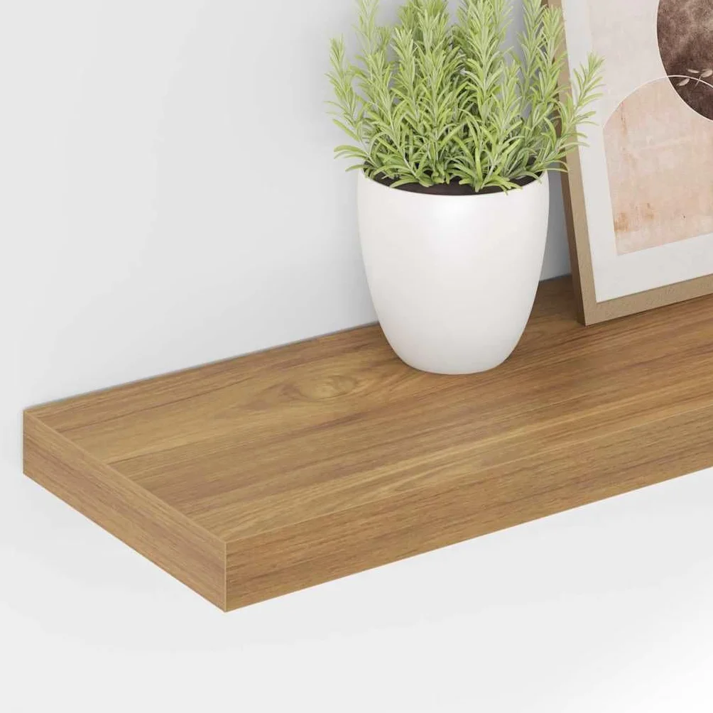 Regał ścienny, montowany na ścianie, zestaw 4 sztuk, brązowy materiał drewnopochodny, 60 x 23 x 4 cm, nowoczesny design, regał wiszący do salonu, sypialni, kuchni, łazienki, trwały