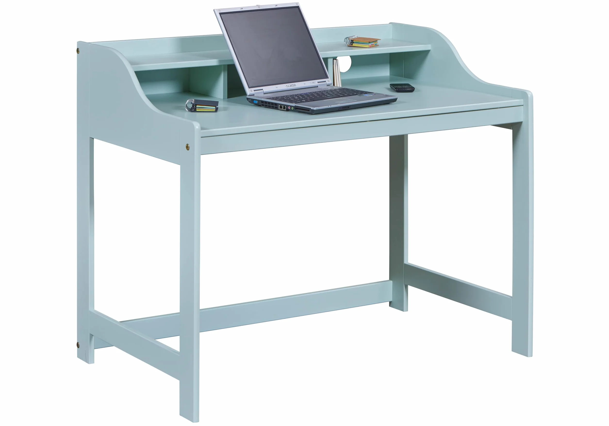 Inter Link - Biurko z litego drewna sosnowego – stolik pod komputer – miejsce pracy – stolik biurowy – wytrzymałe, stabilne i ponadczasowe – z otworem na kabel – szer. 110 cm x gł. 69 cm x wys.: 91 cm