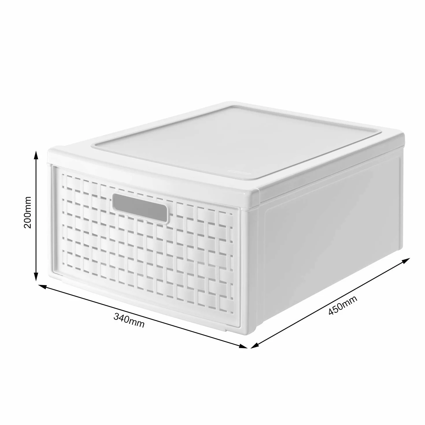 Rotho, Country, szuflada 19,2 l o wyglądzie rattanu, tworzywo sztuczne (PP) nie zawiera BPA, biała, duża / 19,2 l (45,0 x 34,0 x 20,0 cm)