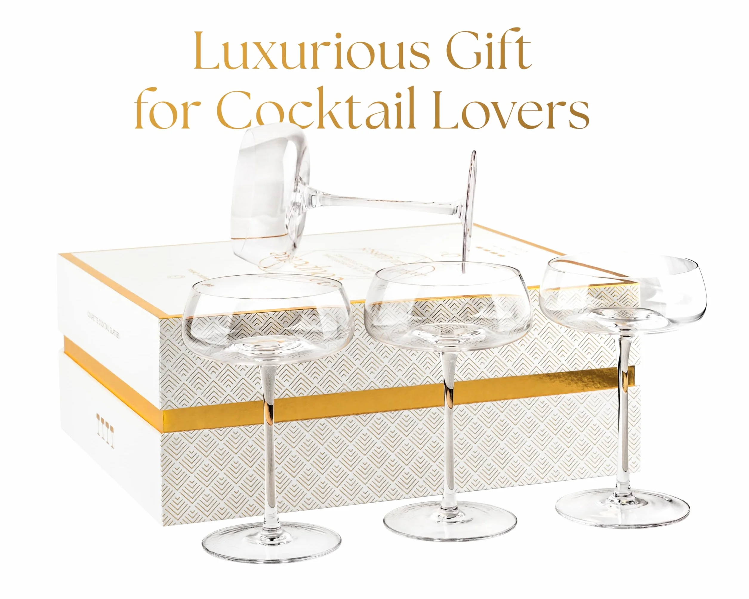 Coupette Kieliszki do koktajli Martini i miseczki do szampana | zestaw 4 szt. | eleganckie kryształowe szklanki koktajlowe 260 ml Coupe z długą nóżką do szampana, espresso Martini, Daiquiri