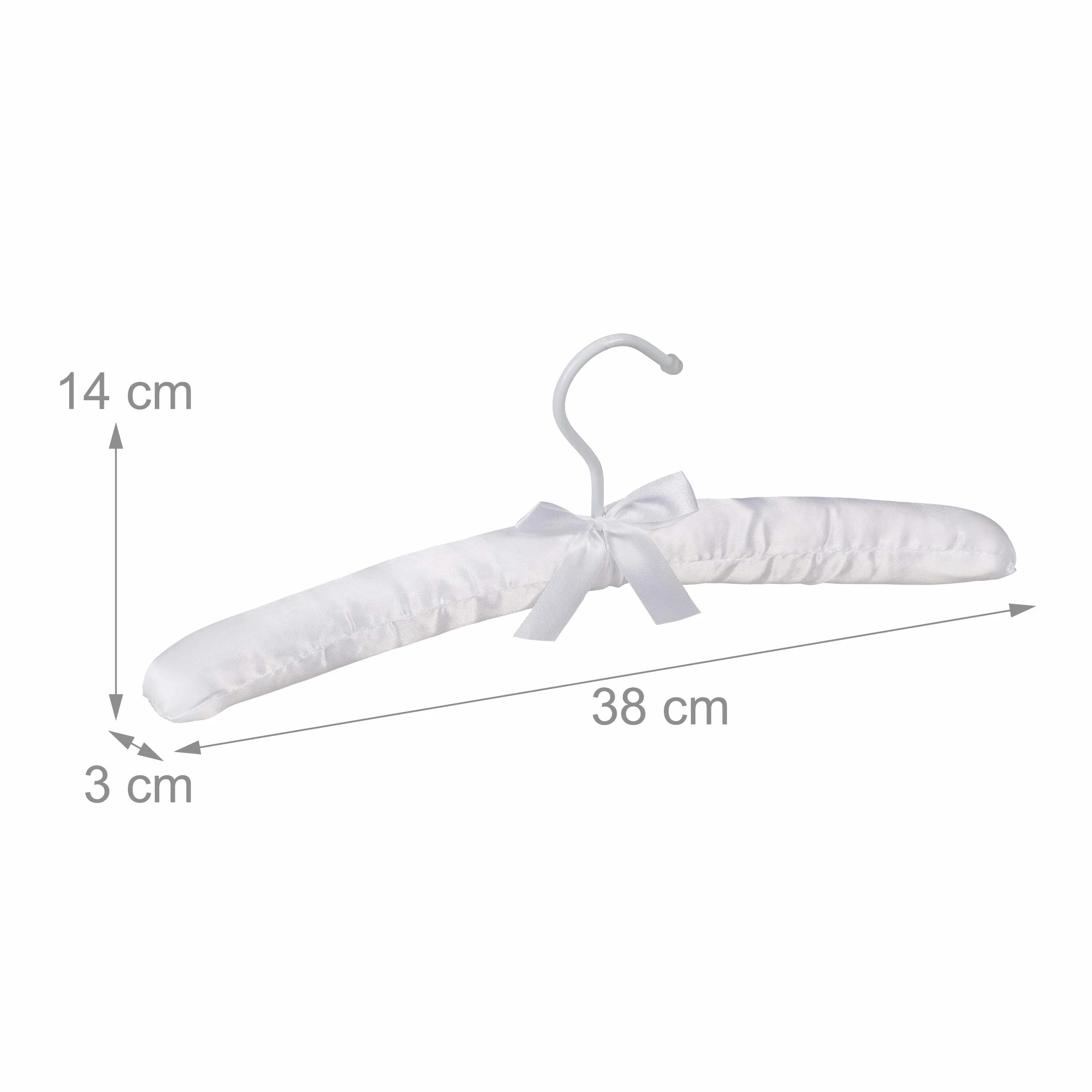 Relaxdays Wieszak satynowy 10 sztuk miękko wyściełany hak obracany 360° szerokość 38 cm biały