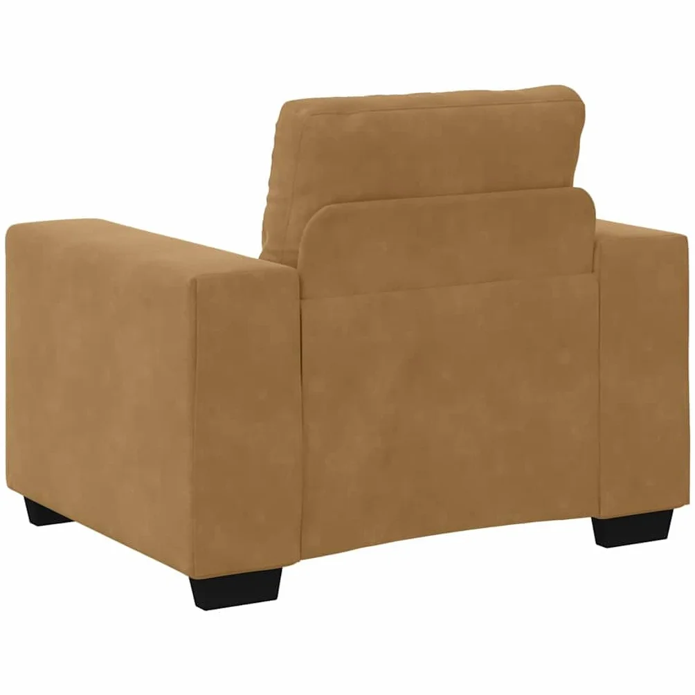 Sofa zestaw 3-częściowy, brązowy aksamit 221 x 80 x 80 cm, nowoczesny mebel tapicerowany, do salonu, lounge, zestaw mebli do siedzenia z fotelami 2-osobowymi i 3-osobowymi, na relaksujące