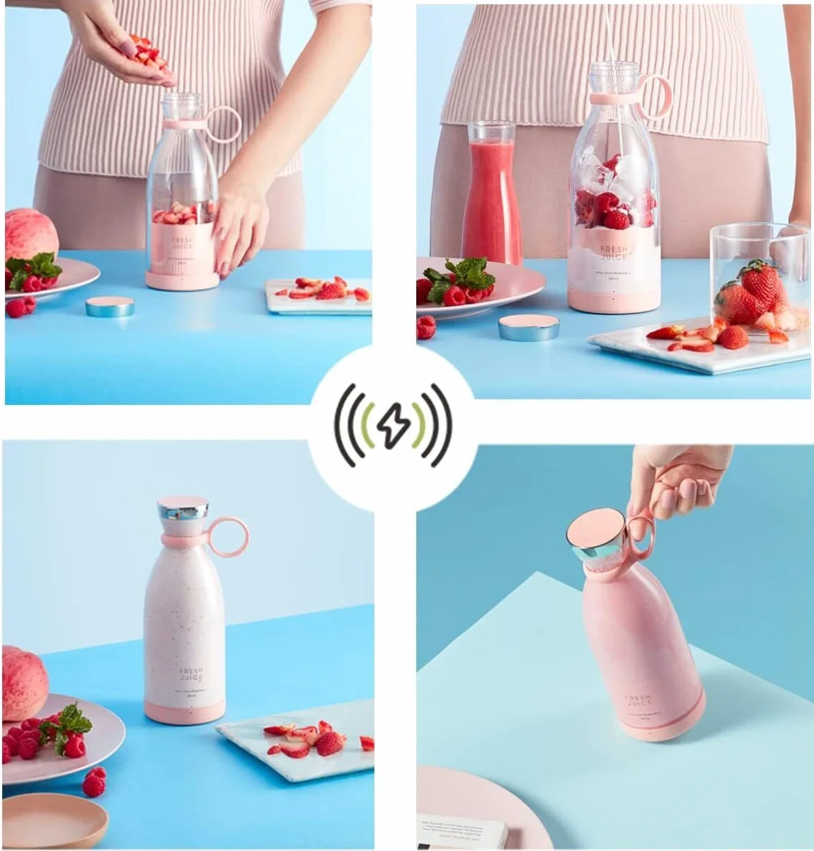 Przenośna rolka mini blender do soków osobistych z sześcioma ostrzami 3D, blenderem do domu, biura/na zewnątrz | JUCIFY