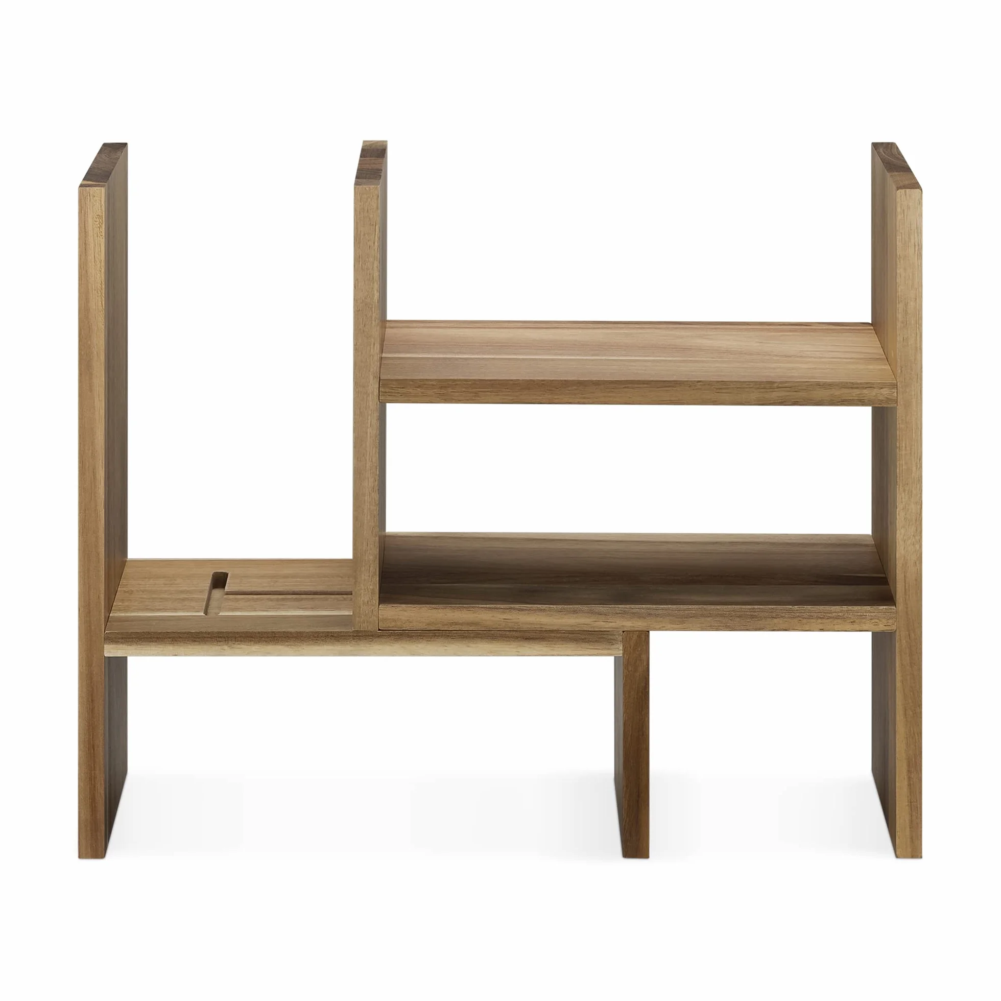 Navaris Organizer na biurko z akacji 64 x 15,5 x 40 – regał narożny regulowany naturalny
