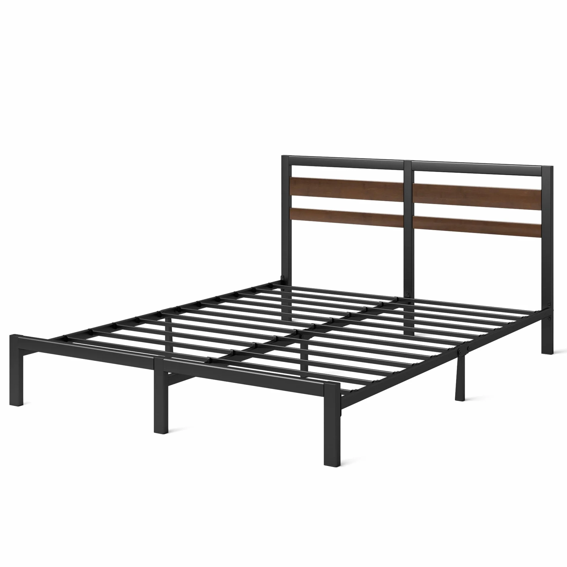 Zinus Kai Rama łóżka 140 x 200 cm z bambusowym zagłówkiem – metalowe łóżko 140 x 200 cm z metalowym stelażem pod materacem – platforma o wysokości 80 cm z wolną przestrzenią pod spodem – nie wymaga