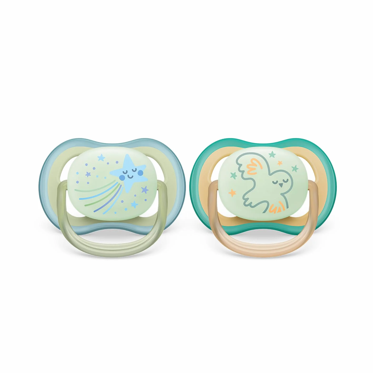 Philips Avent Smoczek Ultra Air - 2x lekkie, przepuszczające powietrze, świecące w ciemności smoczki dla dzieci w wieku 0– 6 miesięcy bez bisfenolu A, z etui ze sterylizatorem (model SCF376/18)