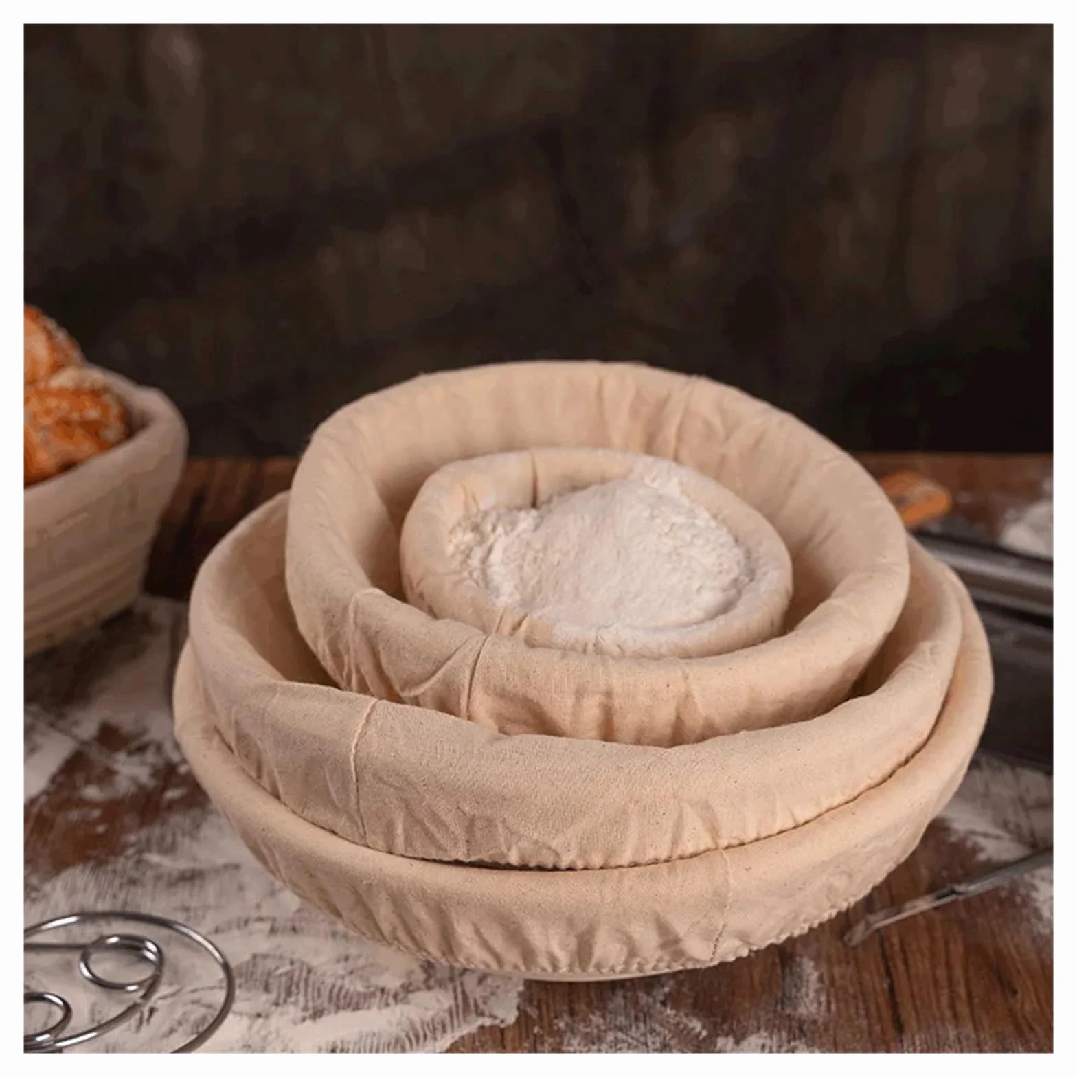 Miska do wyrastania ciasta Zestaw narzędzi kuchennych do pieczenia chleba, owalna/okrągła, ręcznie robiona miska do pieczenia z wikliny rattanowej(Oval30x14)