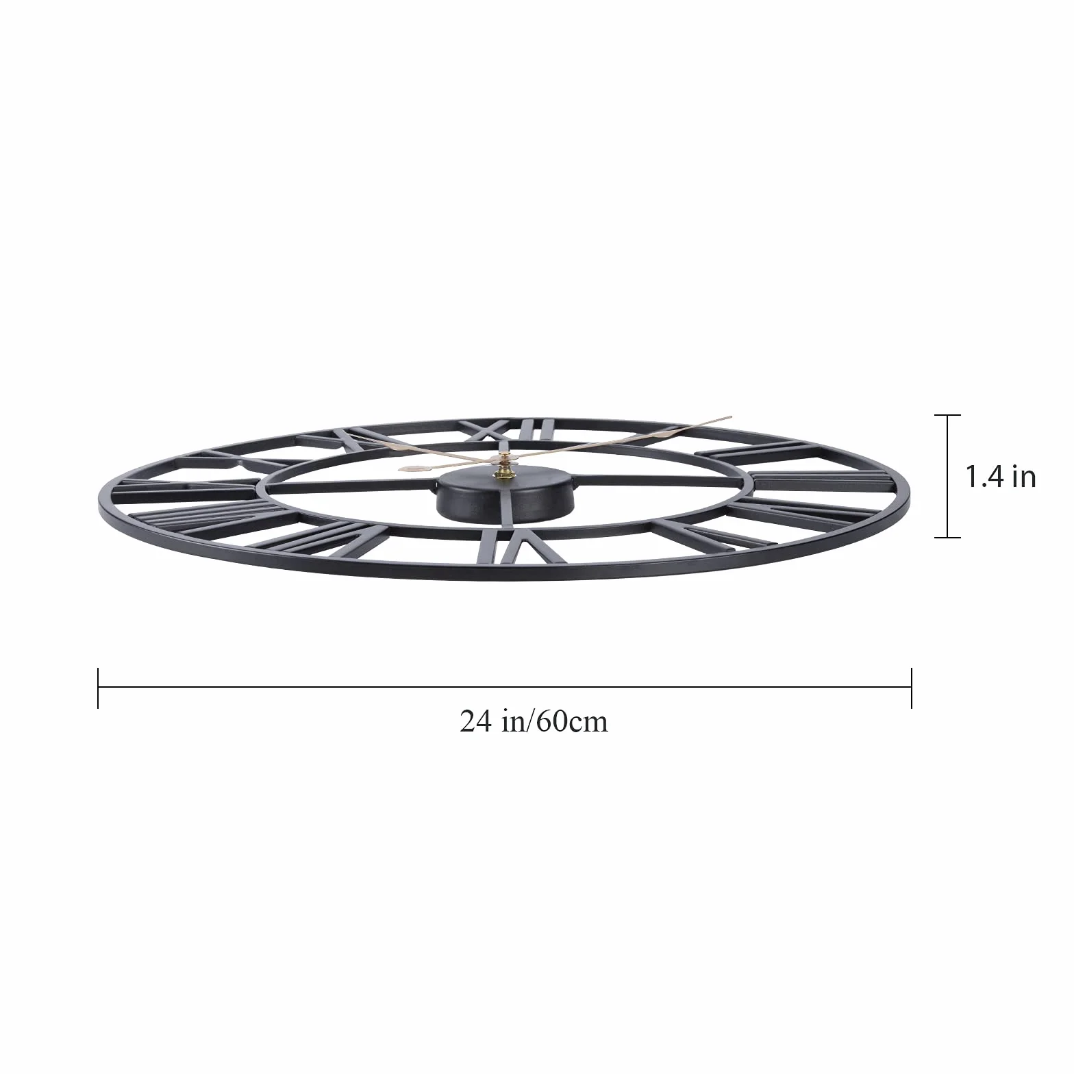 ACCSHINE Zegar ścienny, duży, bez tykania, bezgłośny, 60 cm, cyfry rzymskie, kwarcowy, zasilany bateriami, zegar ścienny, łatwy do odczytania, do pokoju, domu, kuchni, sypialni, biura, szkoły