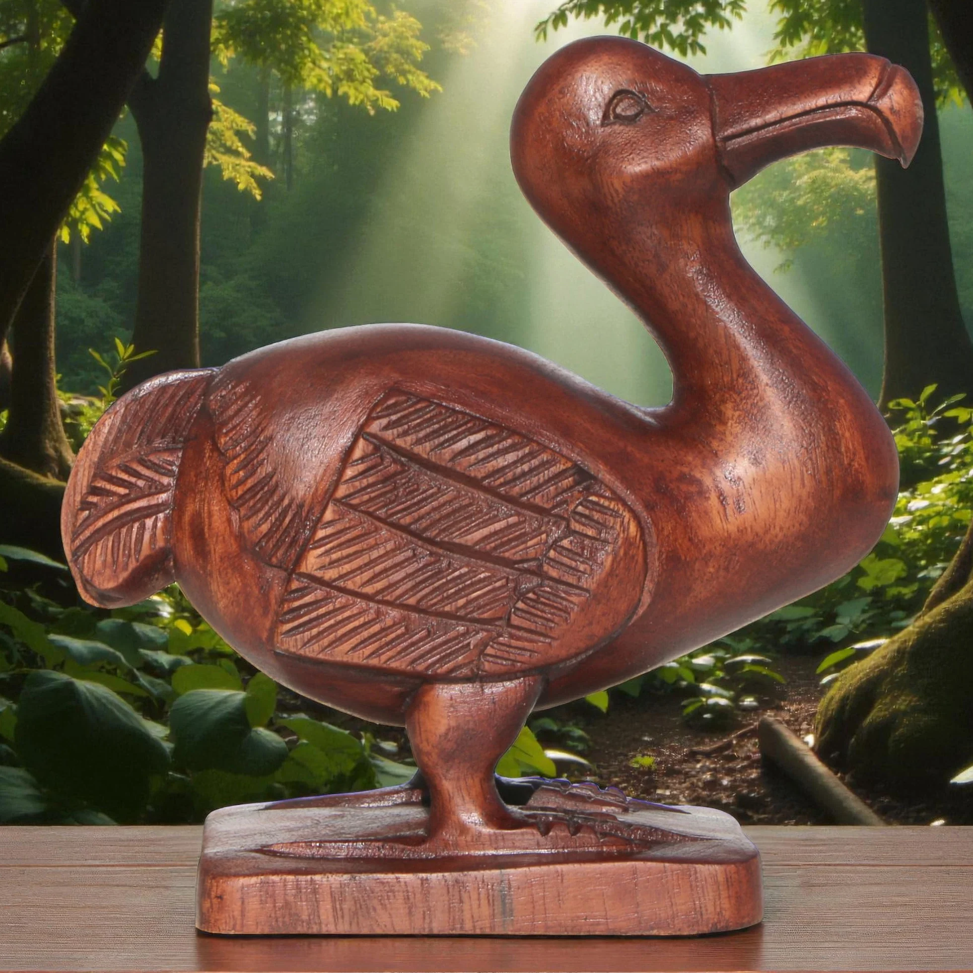 Piękna statuetka DODO – rzeźbienie z drewna jako pomysł na prezent na urodziny, Boże Narodzenie, do dekoracji, rękodzieło Mauritiusa (20 cm wysokości)