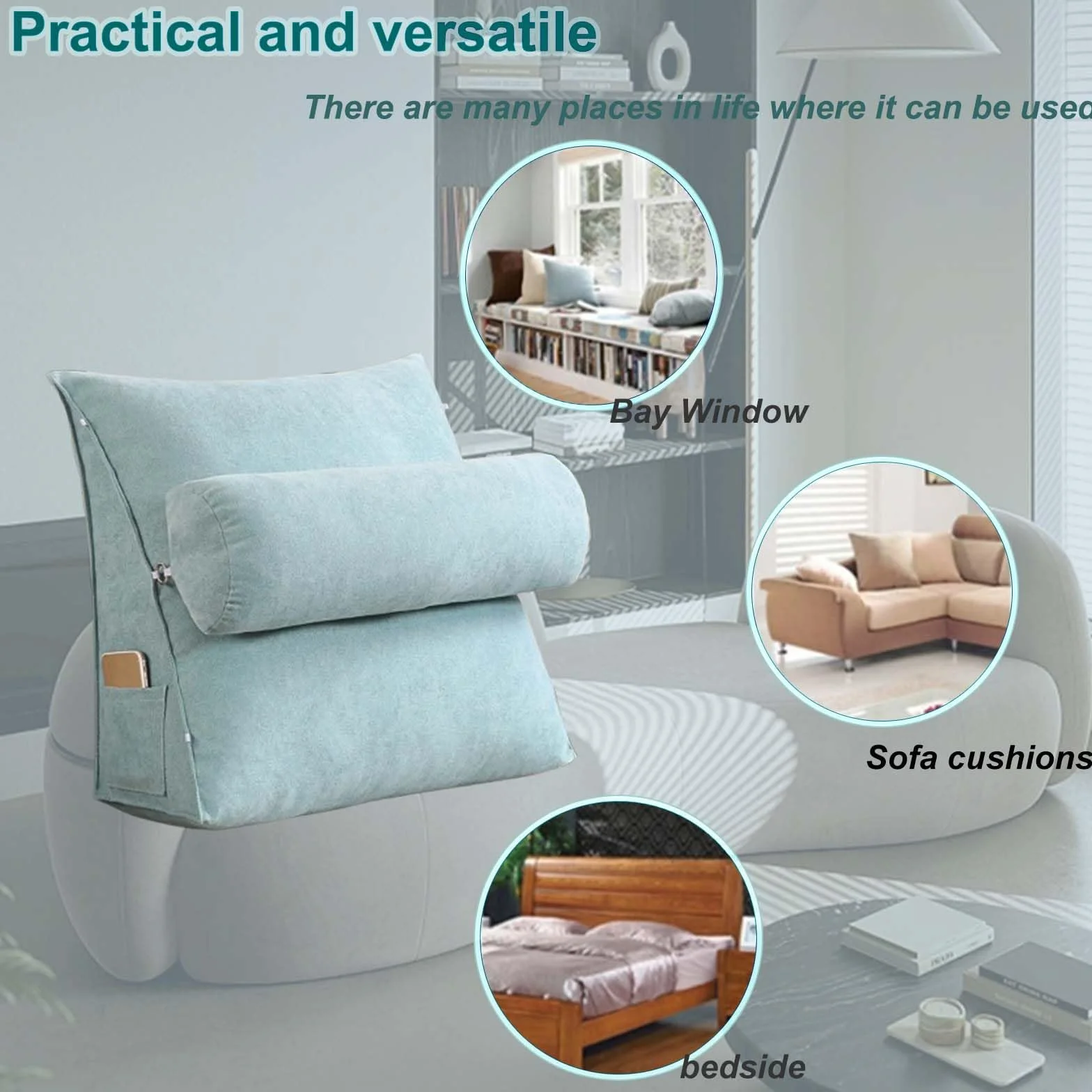 Home Essentials, regulowana poduszka podpierająca odcinek lędźwiowy kręgosłupa, ergonomiczna poduszka pod plecy do czytania w łóżku i na sofie, wygodn