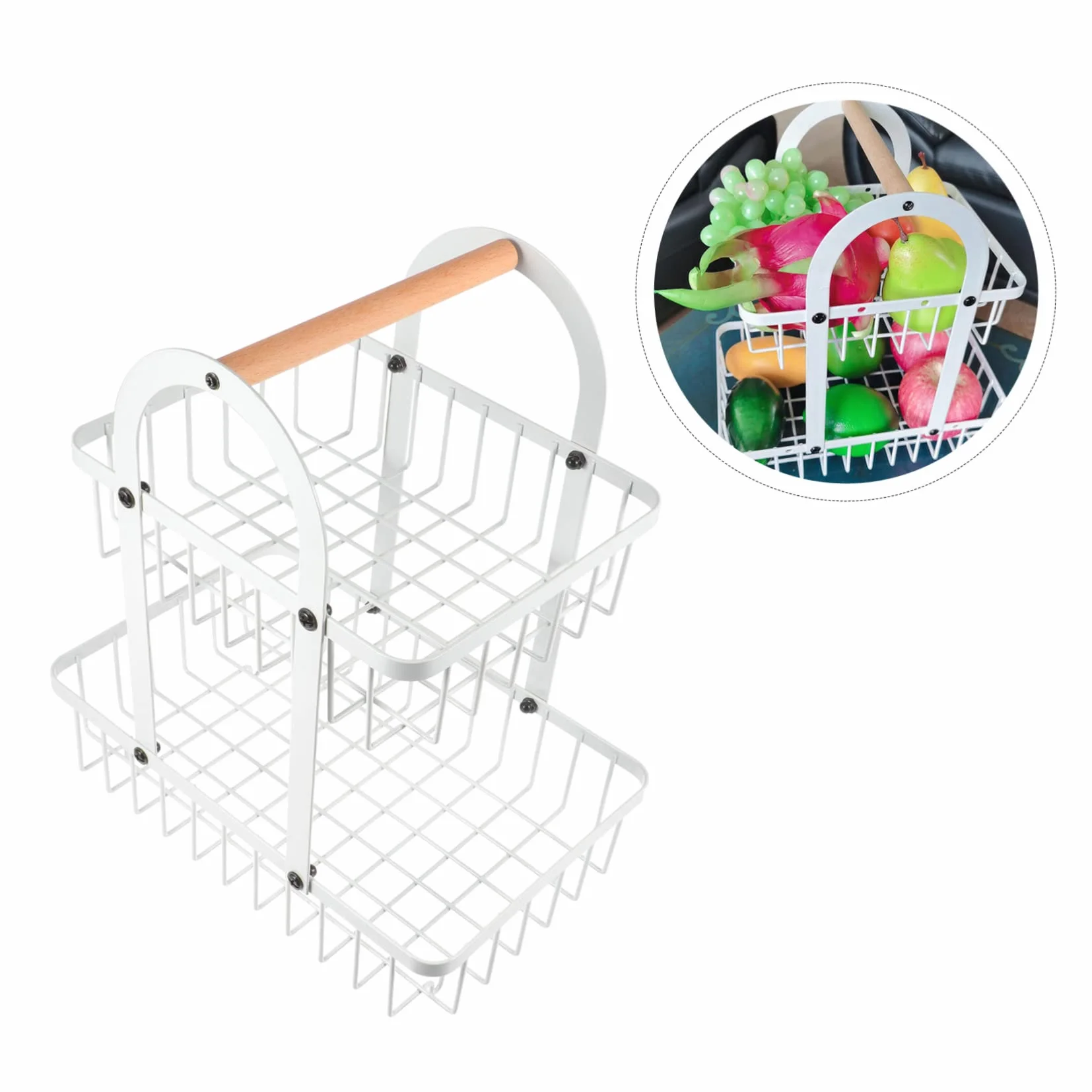 COLLBATH 1kawałek Koszyk Owoce z Podwójną Warstwą z Żelaza Wielofunkcyjny Organizer Do Przechowywania Warzyw i Przekąsek Elegancki Koszyk Stołowy Do Kuchni
