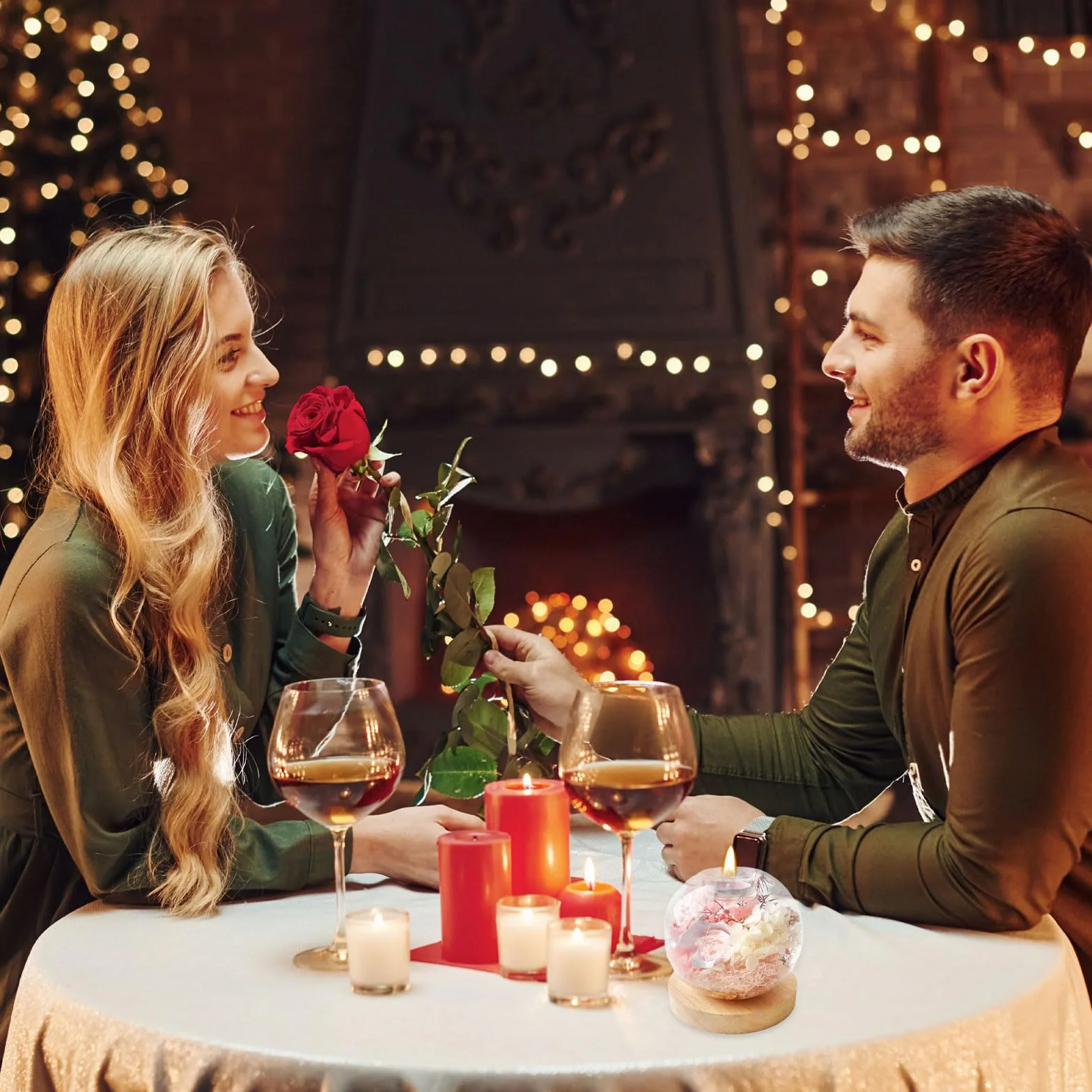 XHYASD Eternal Flower szklany dzwonek z 50 świecami zapachowymi, zestaw do aromaterapii z wieczną różą, romantyczna dekoracja dla kobiet, mamy, przyjaciółki, na Dzień Matki, Walentynki, Boże
