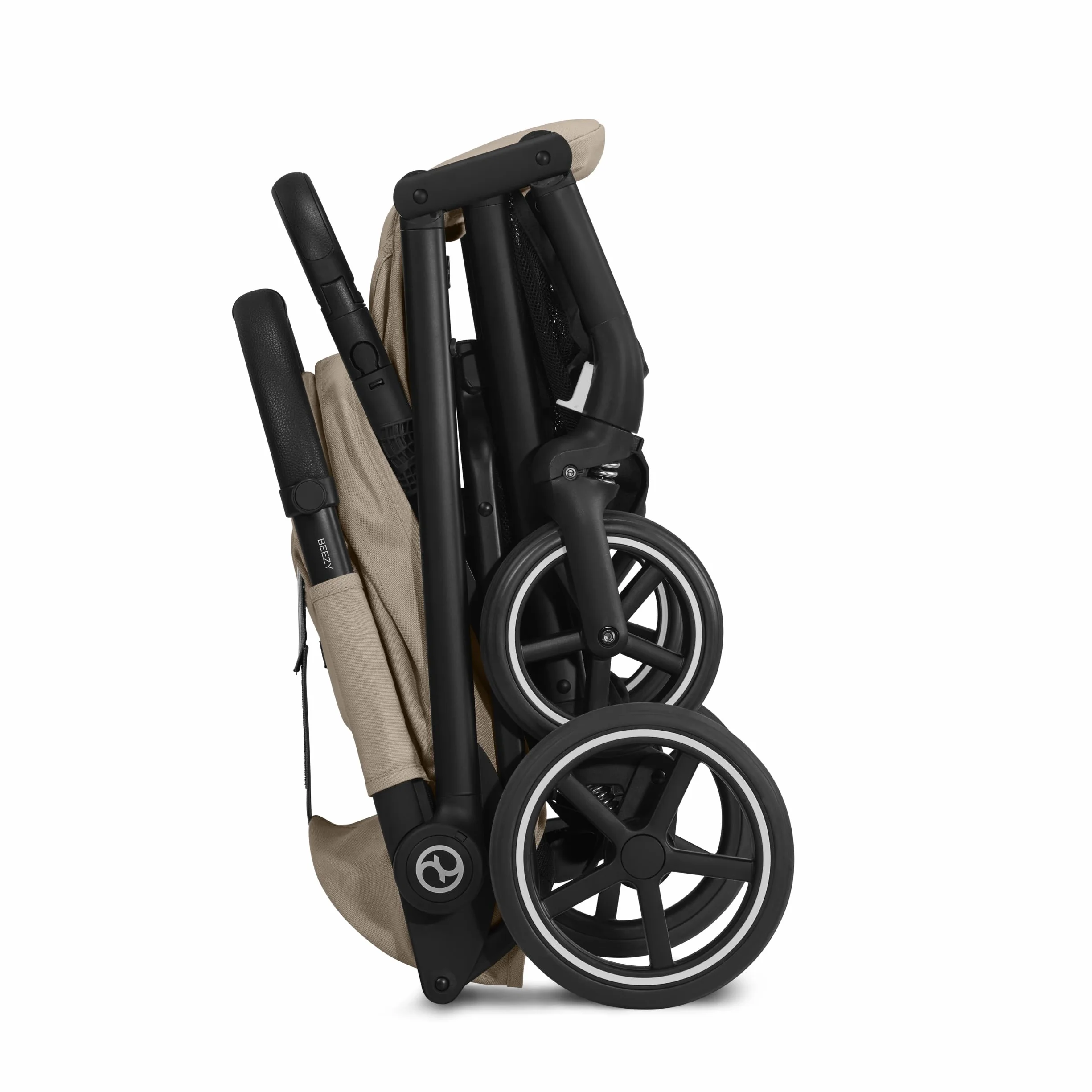 Cybex Gold Wózek dziecięcy Beezy z uprzężą One-Pull Harness, Od urodzenia do ok. 4 lat (maks. 22 kg), Kompaktowy i ergonomiczny, Almond Beige (Beżowy z czarną ramą)