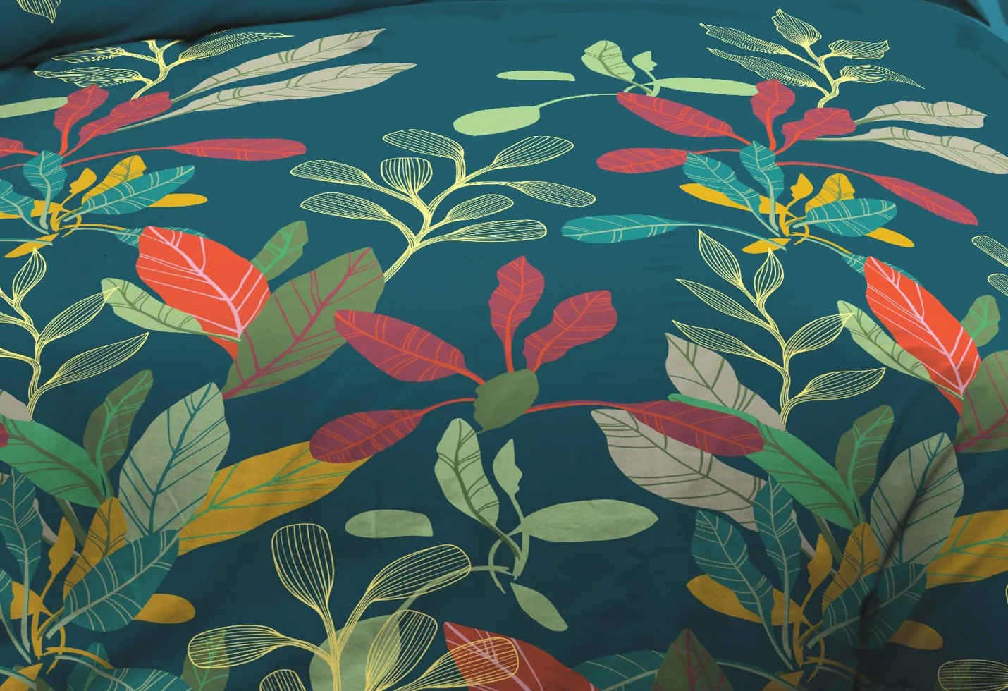 Le linge de Jules Prześcieradło płaskie z gumką 160 x 200 + 2 T, czysta bawełna 57 nitek - Acapulco