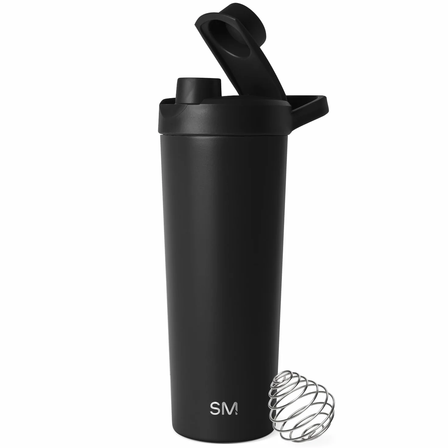 Simple Modern Shaker ze stali nierdzewnej butelka z kulką, 680 ml, metalowy kubek izolowany do mieszanek białkowych, koktajli i przed treningiem, kolekcja rajdowa, czarna Midnight Black