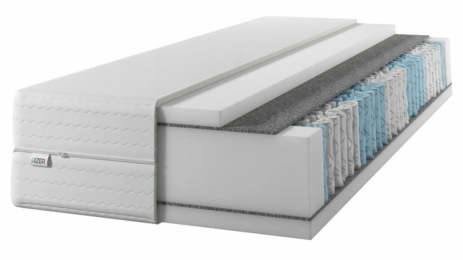 IZER materac 120x200 24 cm z rdzeniem z kieszeniowymi sprężynami, stopień twardości H3, 7 stref, materac do łóżka, materac rolowany z komfortową pianką