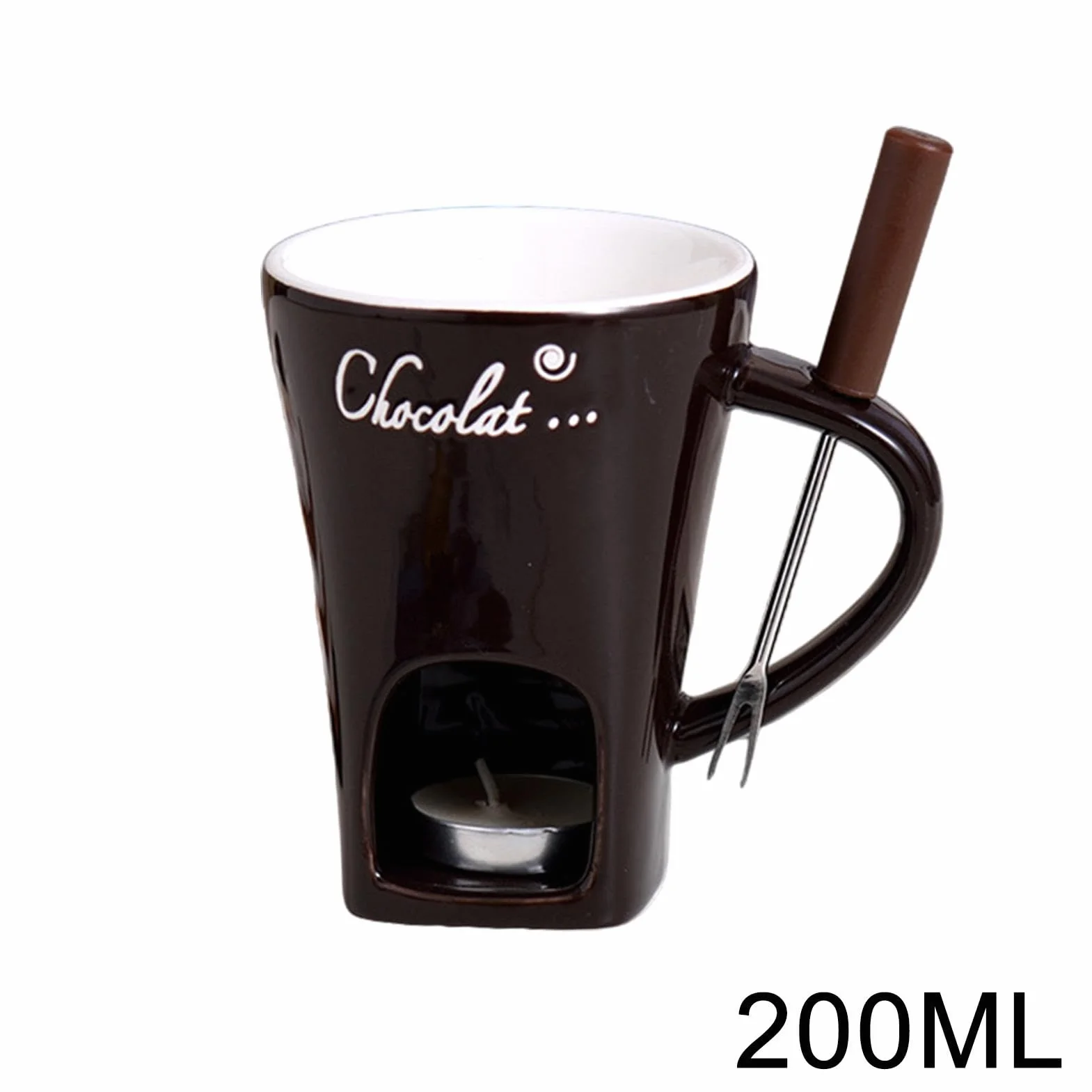 Zestaw kubków do fondue czekoladowego, ceramiczny kubek do topienia z podgrzewaczem