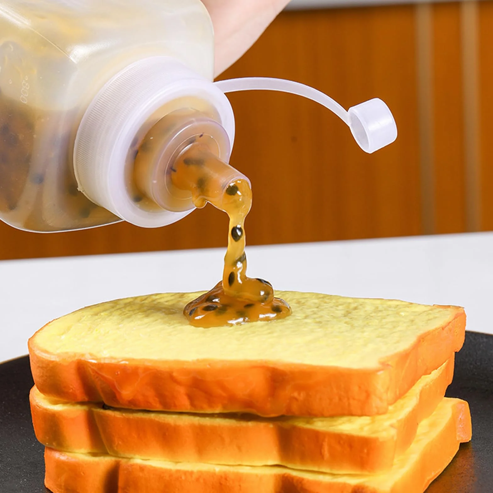 3 plastikowe butelki do wyciskania z szerokimi otworami, przezroczyste, bez wycieków, do malowania, pieczenia, keczupu, ostrego sosu, oliwy z oliwek, butelka na sos (# 1000 ml)
