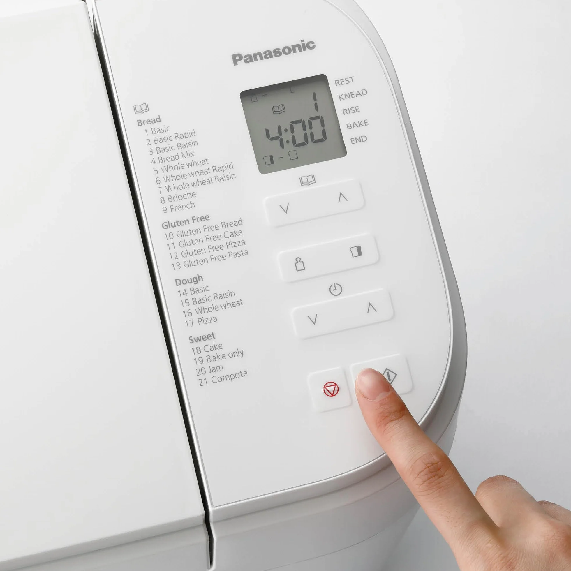 Panasonic SD-B2510WXE Wypiekacz do chleba (21 programów, podwójny czujnik temperatury, timer, 4 programy bezglutenowe), biały
