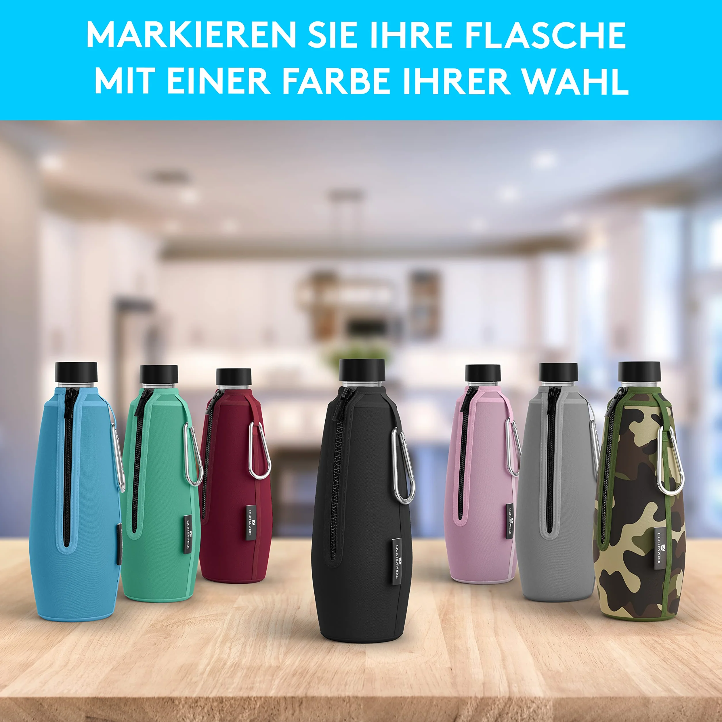 Premium etui ochronne kompatybilne ze szklaną karafką SodaStream Duo [dodatkowy efekt chłodzenia] – odporne na pęknięcia etui neoprenowe do szklanej butelki – idealne akcesorium w podróży