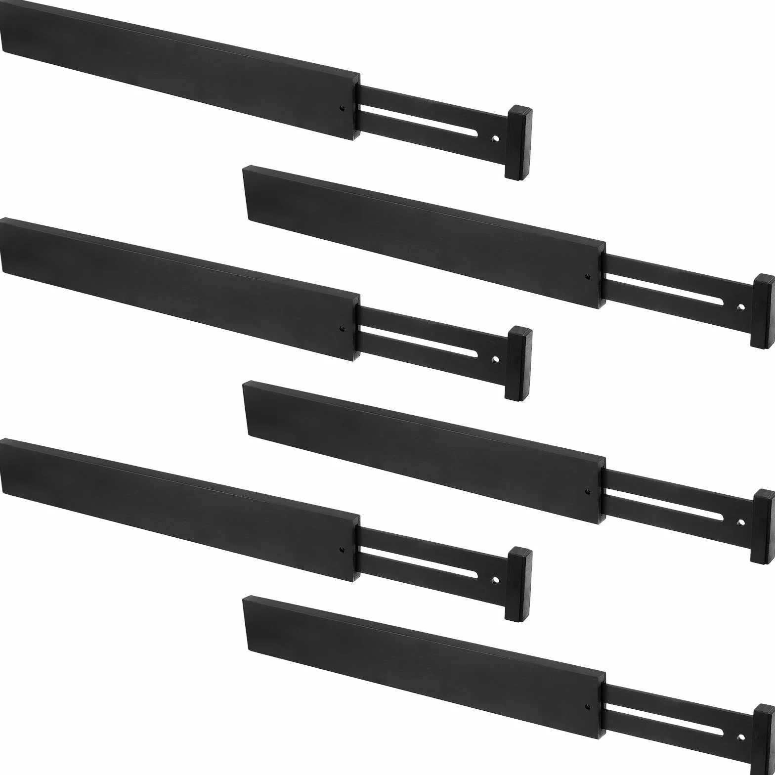 SINJEUN 6-częściowy zestaw separatorów do szuflad regulowane 43-56 cm bambusowe organizer