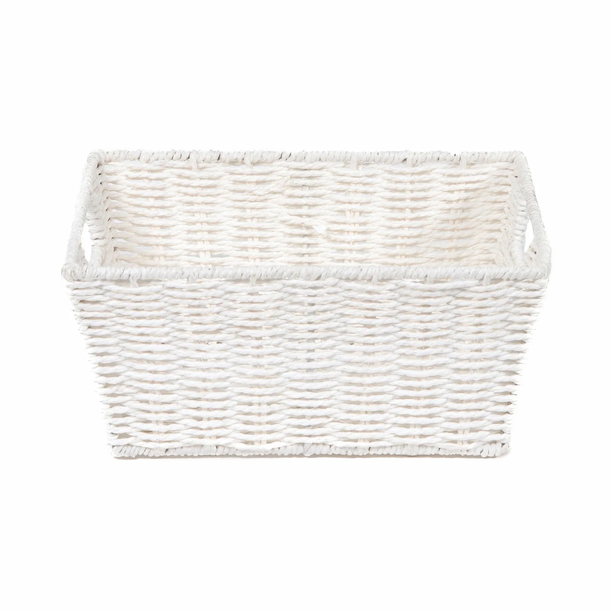 Compactor Etna Storage Basket, ręcznie pleciony kosz półkowy z papieru z 2 uchwytami, kosz na zabawki, organizator do biura i przechowywanie w łazience, metalowa ramka, kolor biały