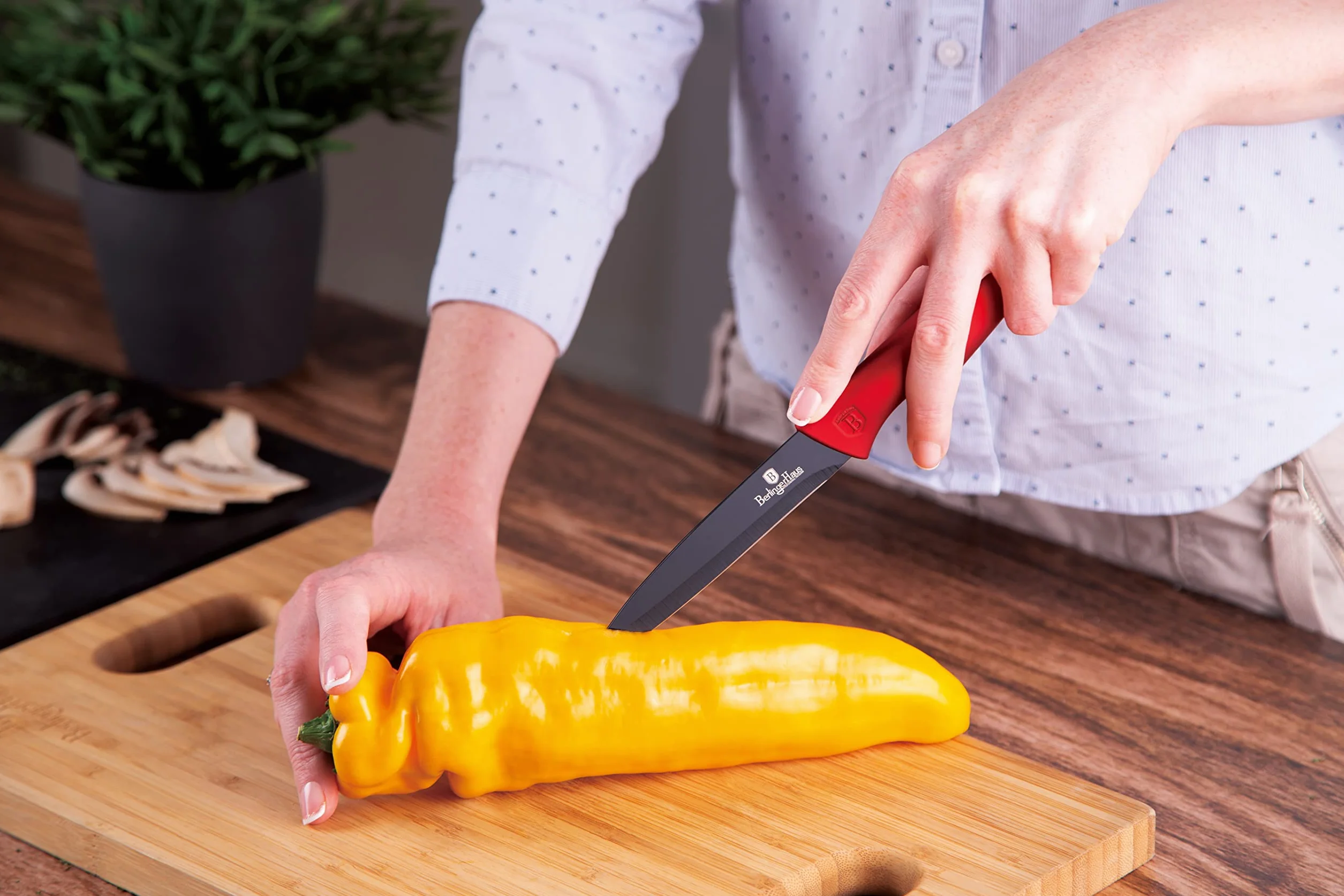 Berlinger Haus Kitchen Knife Set with Block, 8 Piece Knives Set for Kitchen, Elegant Cooking Knives with Kitchen Shears and Sharpener, Sharp Cutting Stainless Steel Chef Knife Set with Acrylic Stand