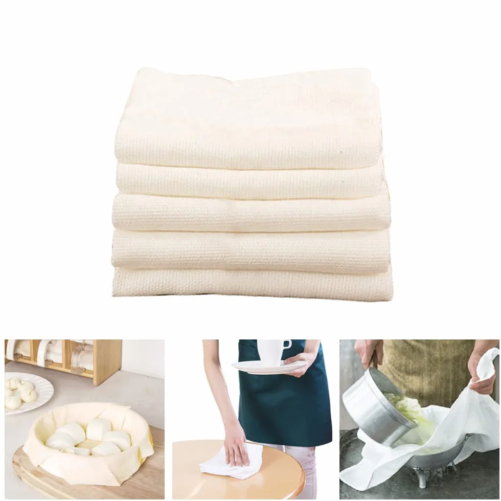 5-pak gazy wielokrotnego użytku do odcedzania bawełny organicznej, w 100% niebielone, czyste bawełniane ściereczki muślinowe, worki do odcedzania mleka migdałowego, sera, jogurtu, soku, zupy,