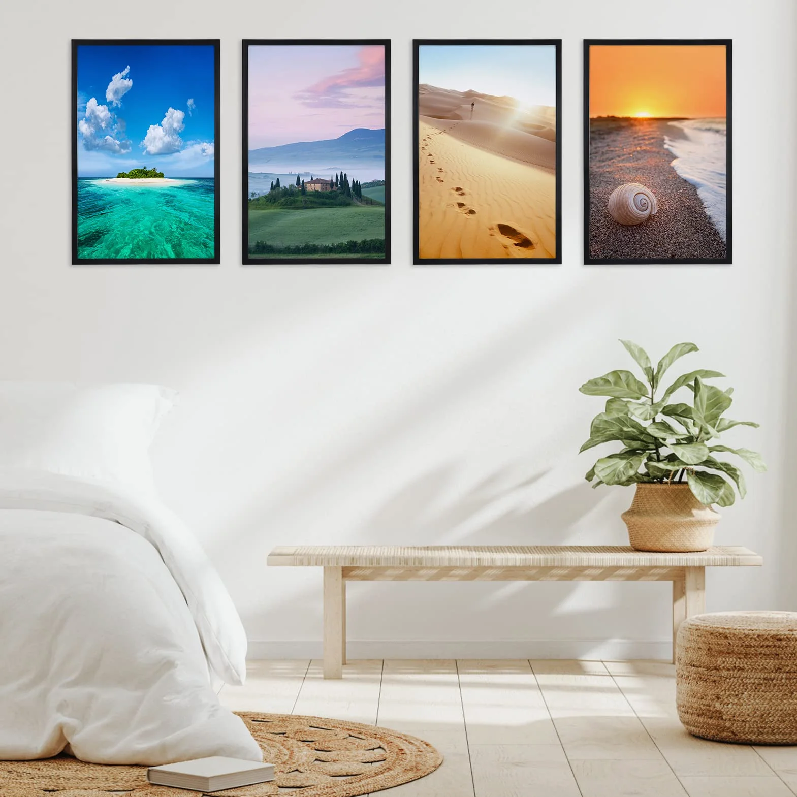 Giftgarden Ramka na zdjęcia 11 x 17, 4 szt., matowe ramki 18 x 17 na zdjęcia z matami, plakat 11 x 17 bez maty do zawieszenia na ścianie, czarna