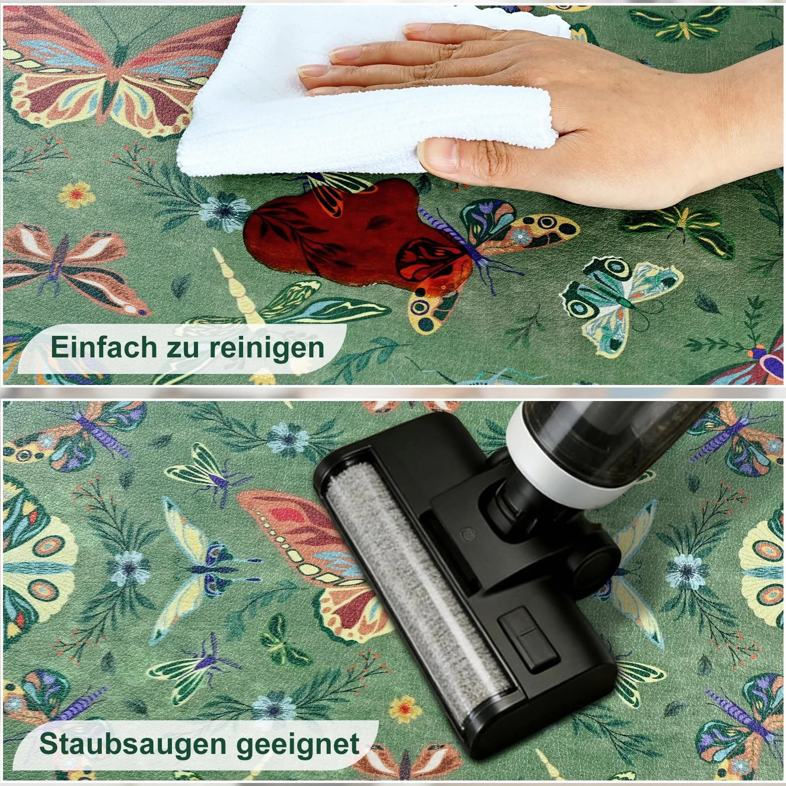 Alishomtll Zestaw dywanów kuchennych z PCW, nadaje się do prania, antypoślizgowy dywanik kuchenny o wyglądzie skóry licowej, wodoszczelny, odporny na zmęczenie, chodnik kuchenny, odporny na olej