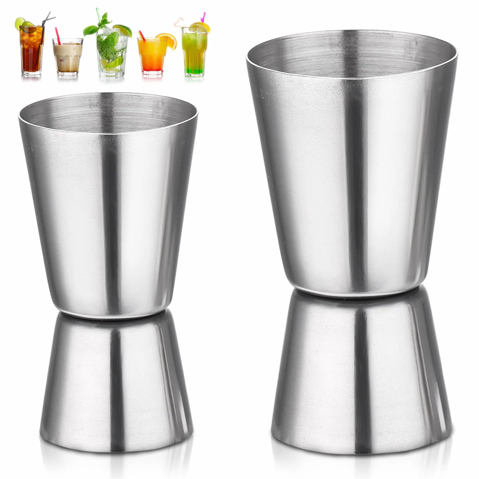 Abeillo Miarki do alkoholi 25/50ml i 15/30ml, stal nierdzewna Miarka do alkoholu Jigger Craft Podwójny kubek do odmierzania napojów Bar Party Wino Koktajl Drink Shaker