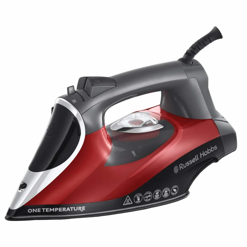 Russell Hobbs Żelazko parowe [2600W, uderzenie pary 210g, stały wyrzut 50g] One Temp (technologia jednej temperatury do wszystkich tkanin, stopa ceramiczno turmalinowa, 350ml, samoczyszczące) 25090-56