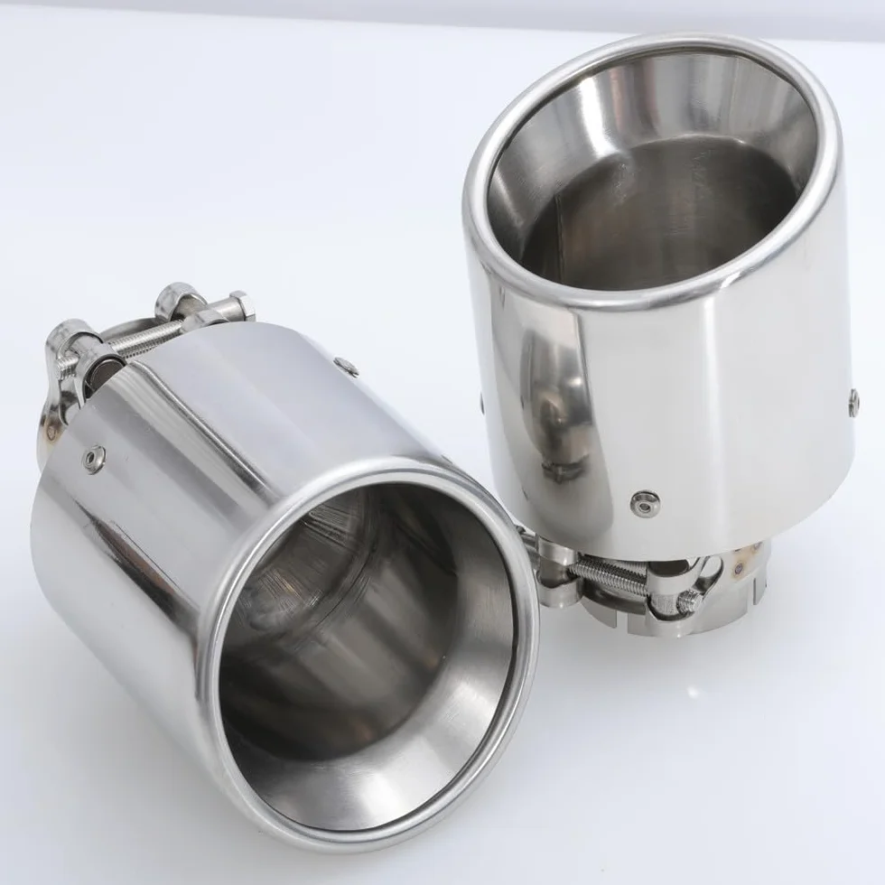 uniwersalna rura wydechowa 304 Stal nierdzewna Uniwersalny układ wydechowy Końcówka rury wydechowej + wydechu samochodowego 1 sztuka Tłumik końcowy | IN 51MM OUT 101MM