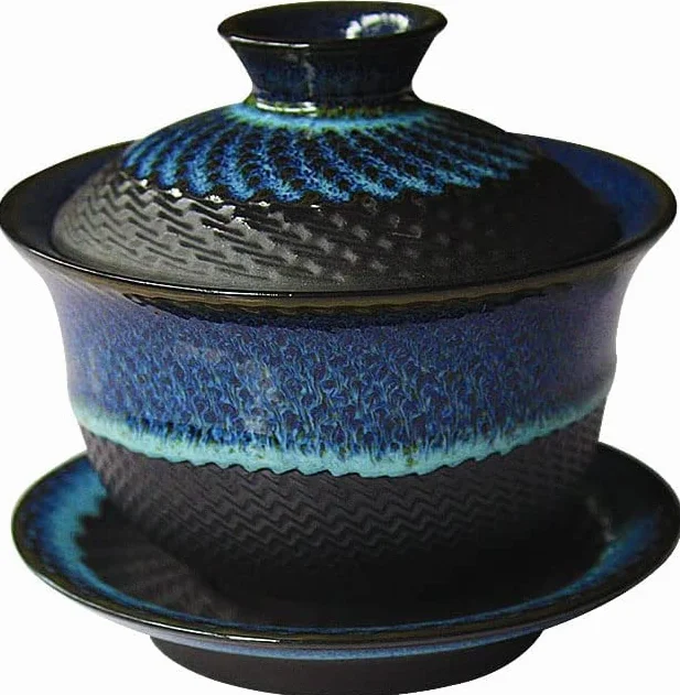 Gaiwan ceramiczny glazurowany w piecu, filiżanka porcelanowa kungfu, chińska filiżanka retro, Sancai Gaiwan ze spodkiem z pokrywką
