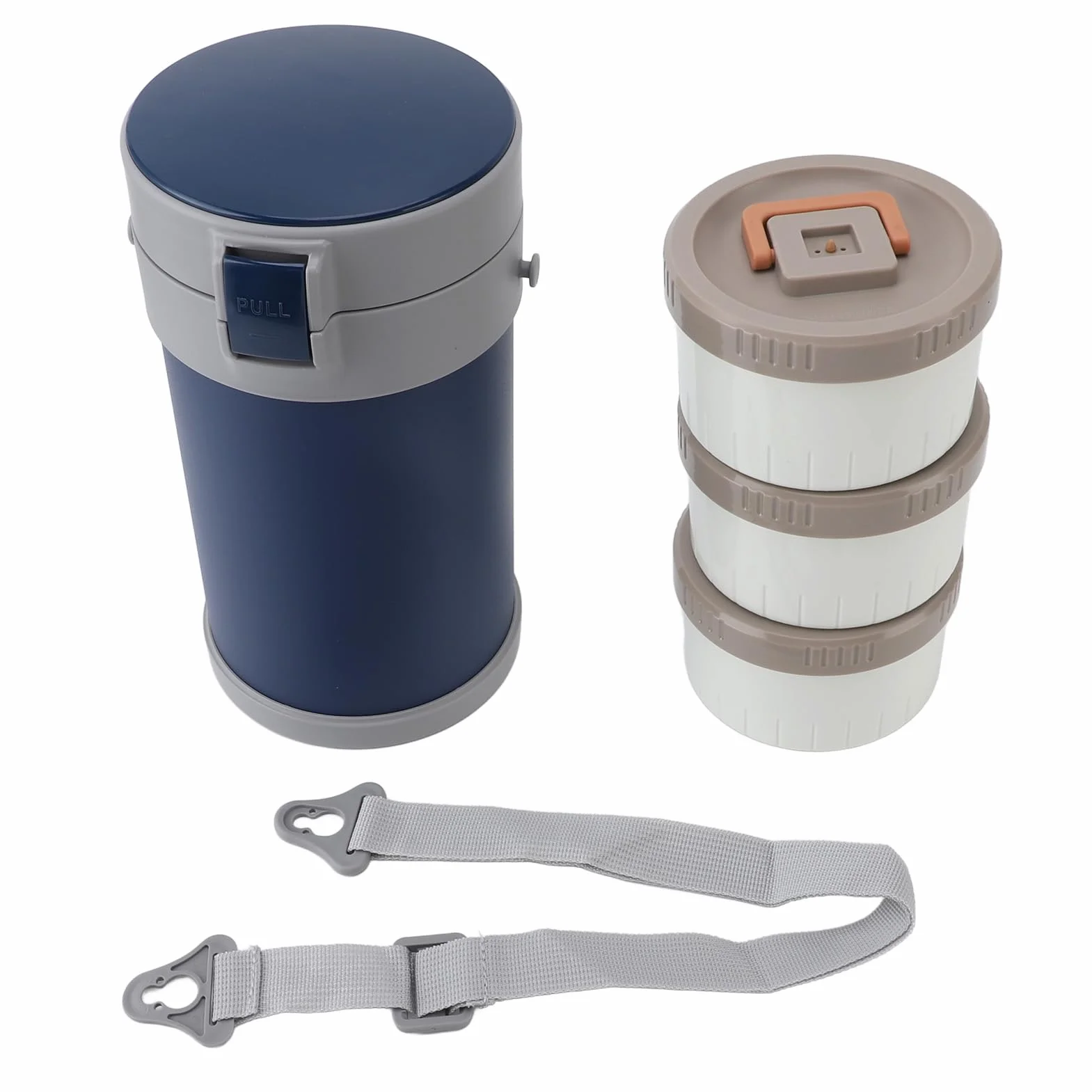 Bento Lunch, Snack Box, Lunch Box, 2.3L Izolowana Butelka Lunchowa Szerokość Ustnika Pojemnik Na Gorące Jedzenie 3-poziomowy Izolowany Lunch Box Ze Stali Nierdzewnej z Paskiem Na Ramię Do Szkoły Pikni