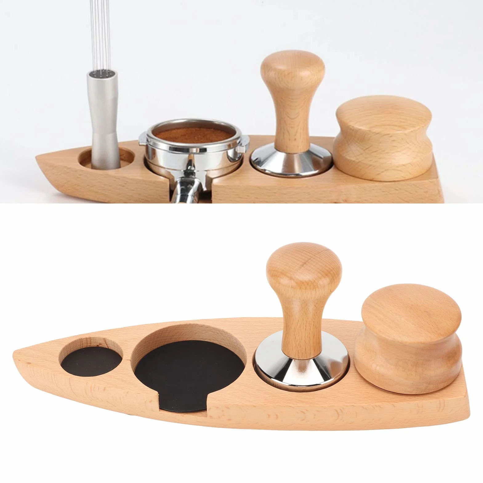 Dystrybutor Ubijaka do Kawy Zestaw Uchwytów Dystrybutora Kawy Mielonej Młotek do Kawy Espresso Stacja Ubijania Filtr do Kawy Uchwyt Sabotażu Organizacja dla(Do podstawy 58 mm, sabotażu 58 mm,)