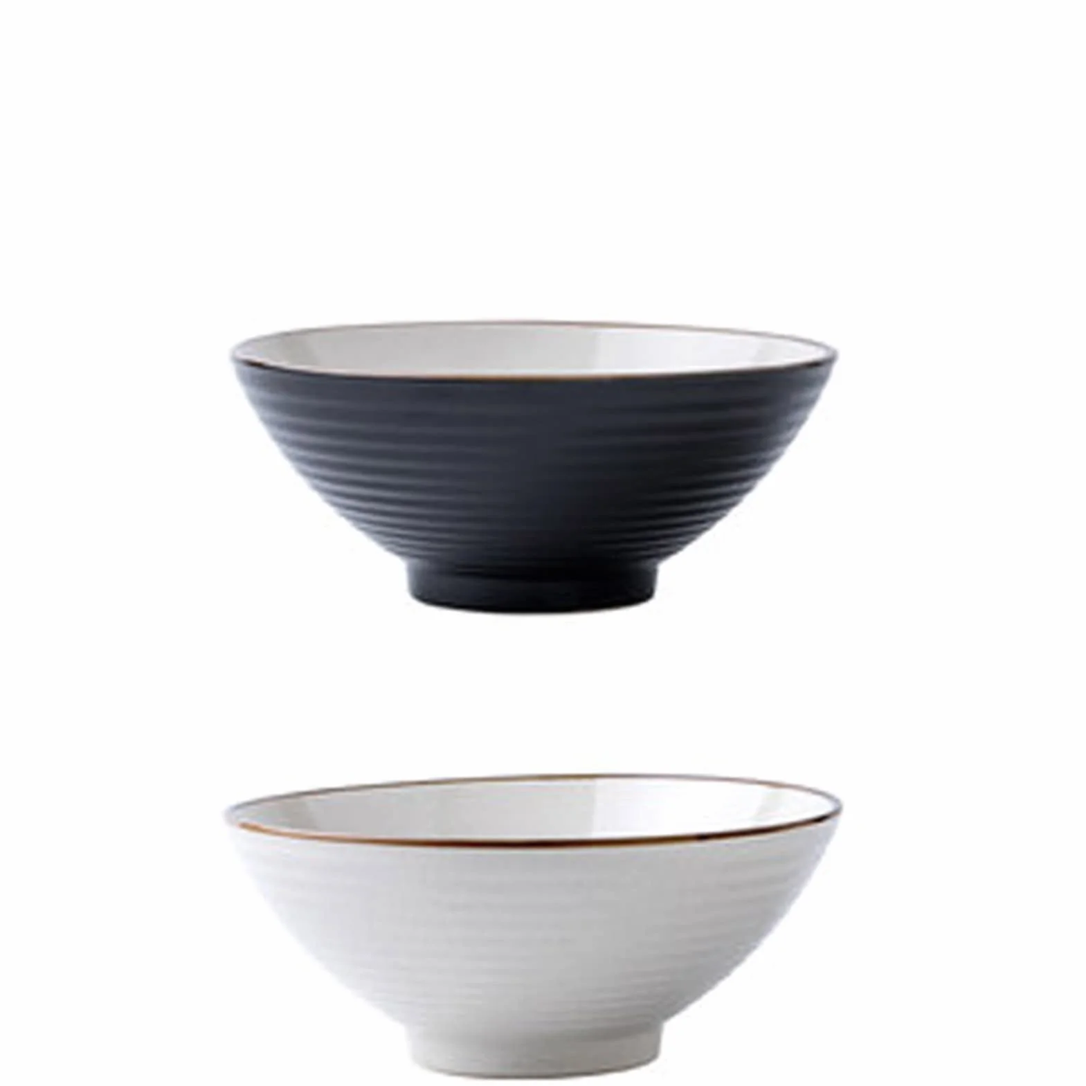 Miska na płatki zbożowe Miska na makaron Ceramiczna miska na ramen Duża miska Czarna miska na makaron wołowy Komercyjna prosta nitka (2) (2 Jeden rozmiar)