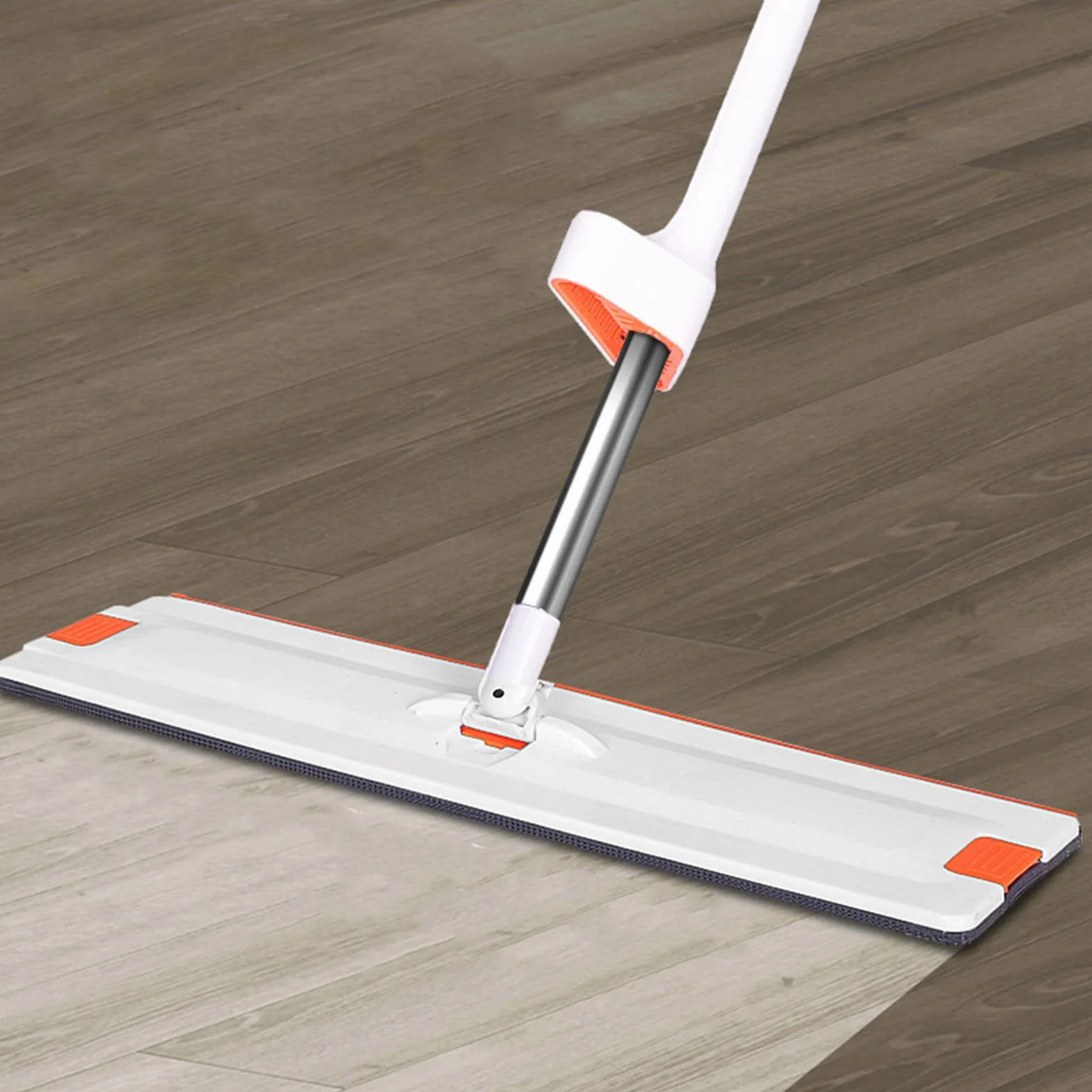 Mop podłogowy DriKou, duży, obrotowy, płaski mop do wyciskania na sucho Profesjonalny mop wielokrotnego użytku z mikrofibry, nadający się do prania, z pogrubionym prętem, do okien