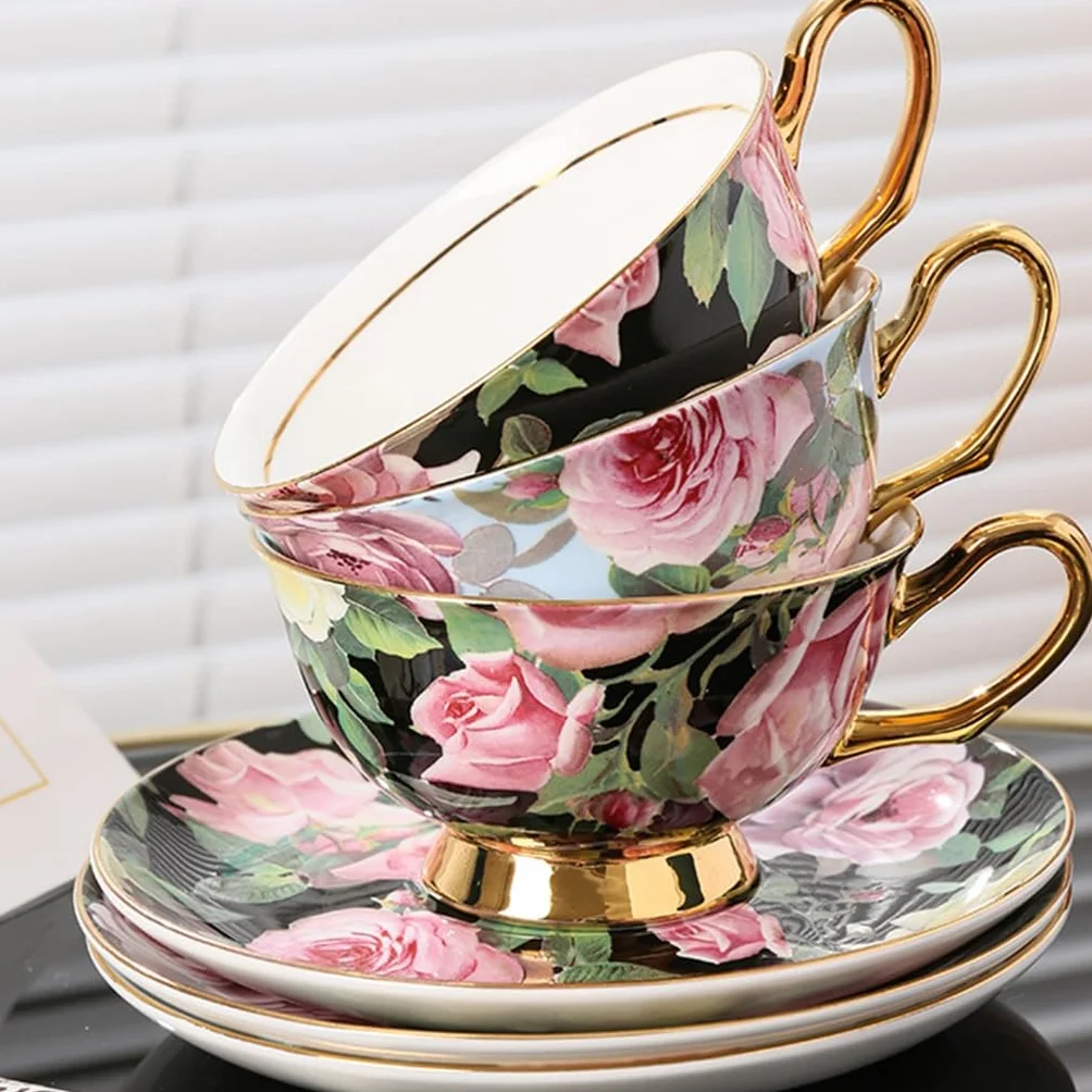 Porcelana kostna filiżanka do kawy ceramiczny kubek popołudniowa herbata zastawa stołowa zestaw filiżanek i talerzy