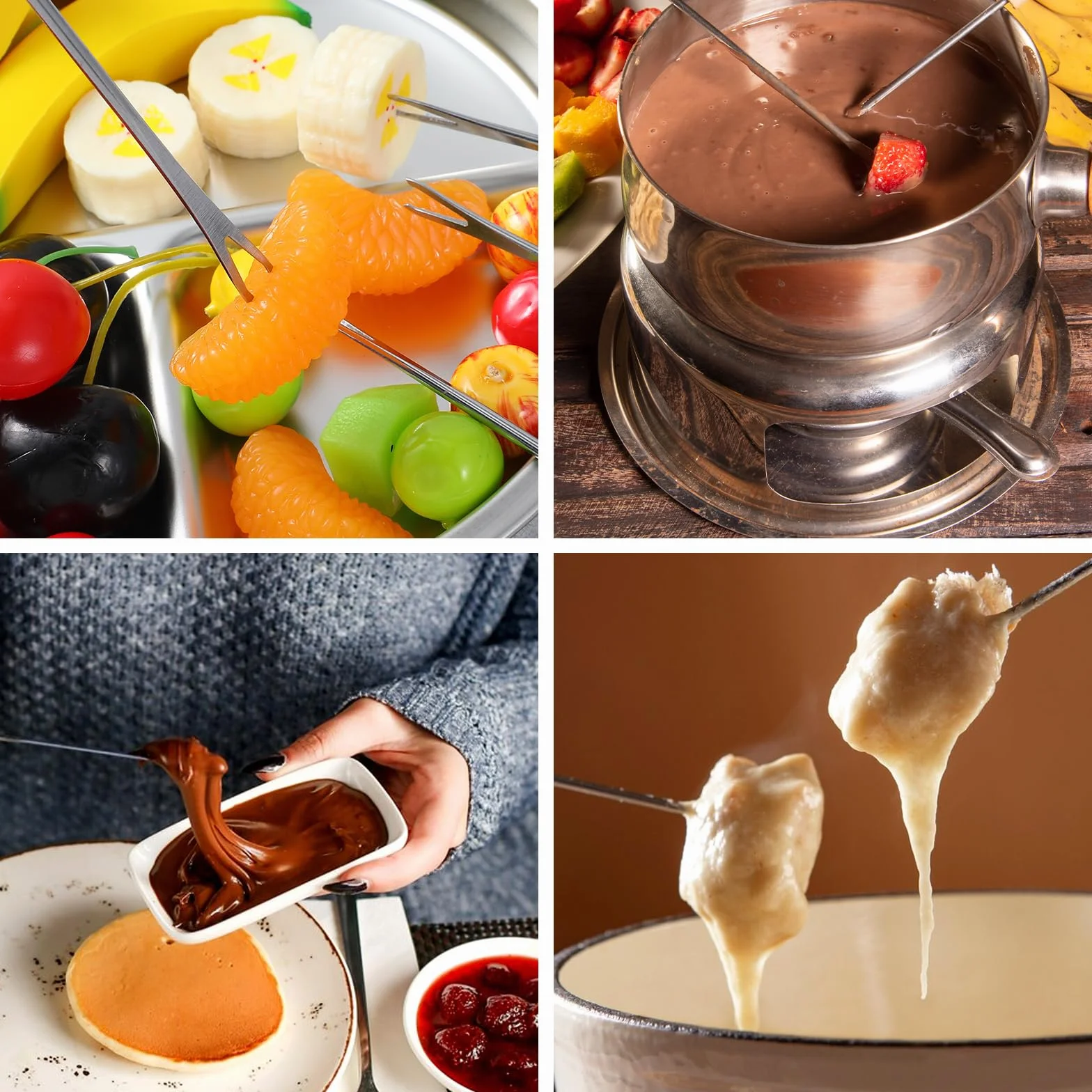 Tucnoeu 8 sztuk widelczyków do fondue ze stali nierdzewnej, szpikulce do fondue z odpornym na wysokie temperatury uchwytem, widelce do fondue do sera, czekolady, owoców i mięsa, długość 24 cm