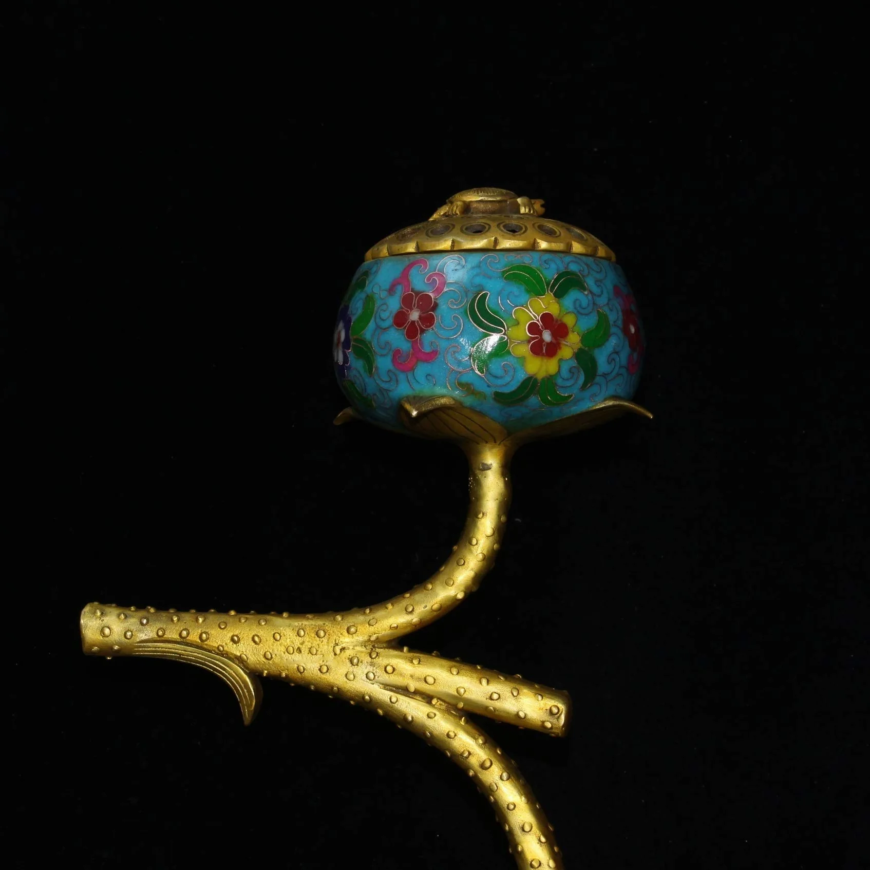 Antyczna opona miedziana, filigran Cloisonne, kadzielnica z liści lotosu, ozdoby, artykuły gospodarstwa domowego, przedmioty kolekcjonerskie