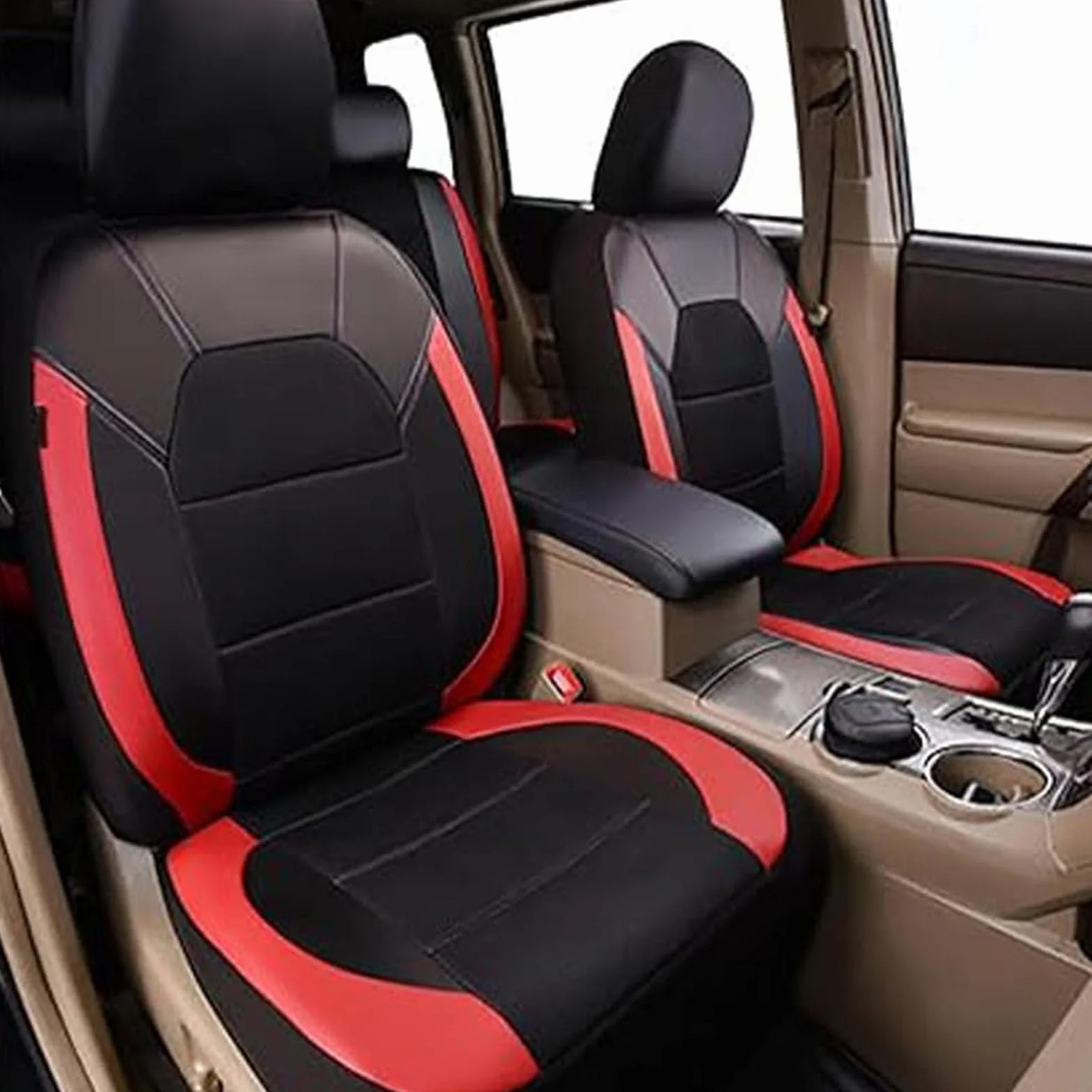 Pokrowiec na fotel samochodowy do Hyundai Bayon/Bayon Hybrid Crossover SUV 2021-2026, przednie tylne siedzenie pokrowiec oddychający wnętrze akcesorium, C/czarna czerwona